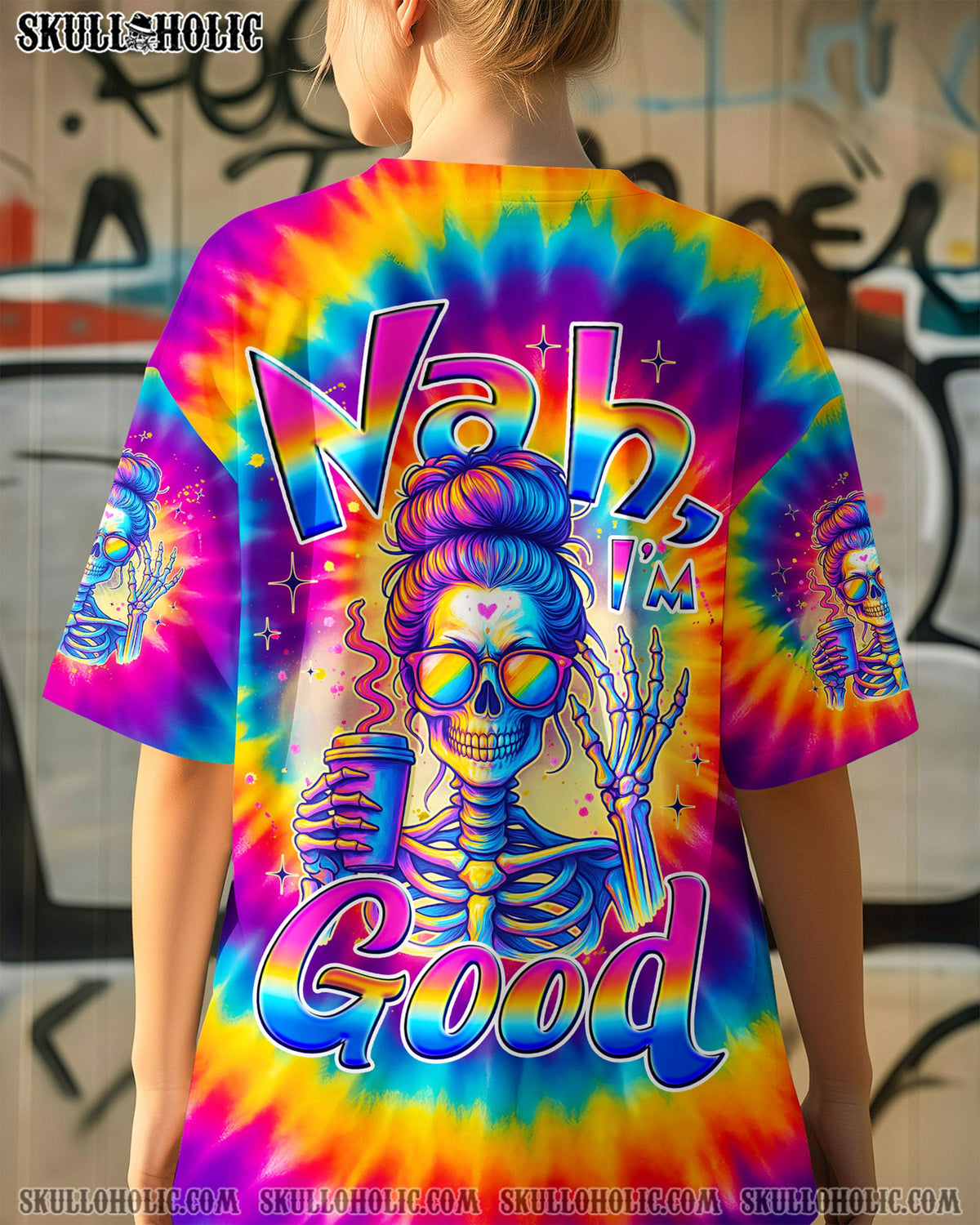 BLISSCORNERS I AM WHO I AM MESSY BUN SKULL ALL OVER PRINT