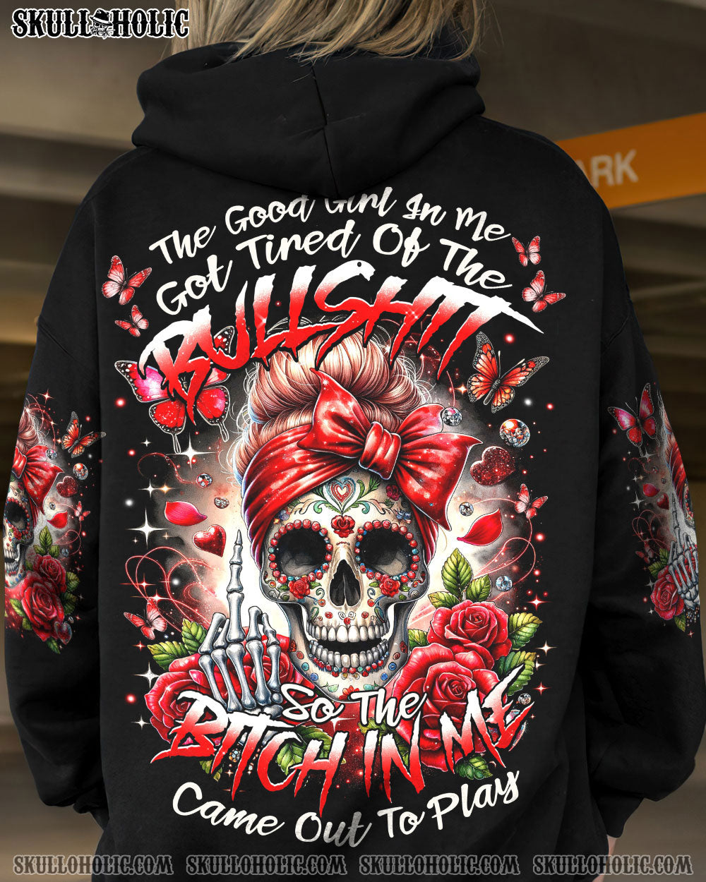 BLISSCORNERS THE GOOD GIRL IN ME MESSY BUN ALL OVER PRINT