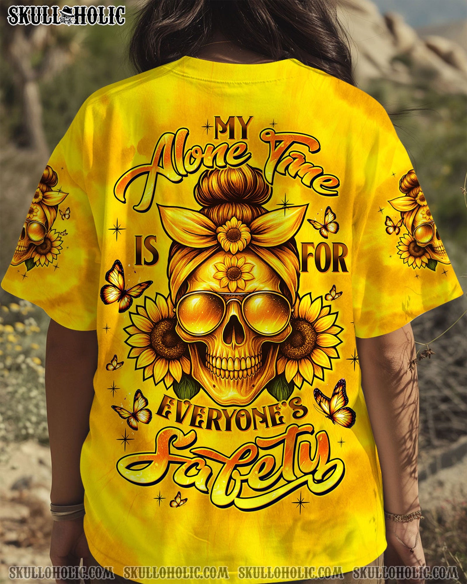 BLISSCORNERS NAH I'M GOOD MESSY BUN SKULL ALL OVER PRINT