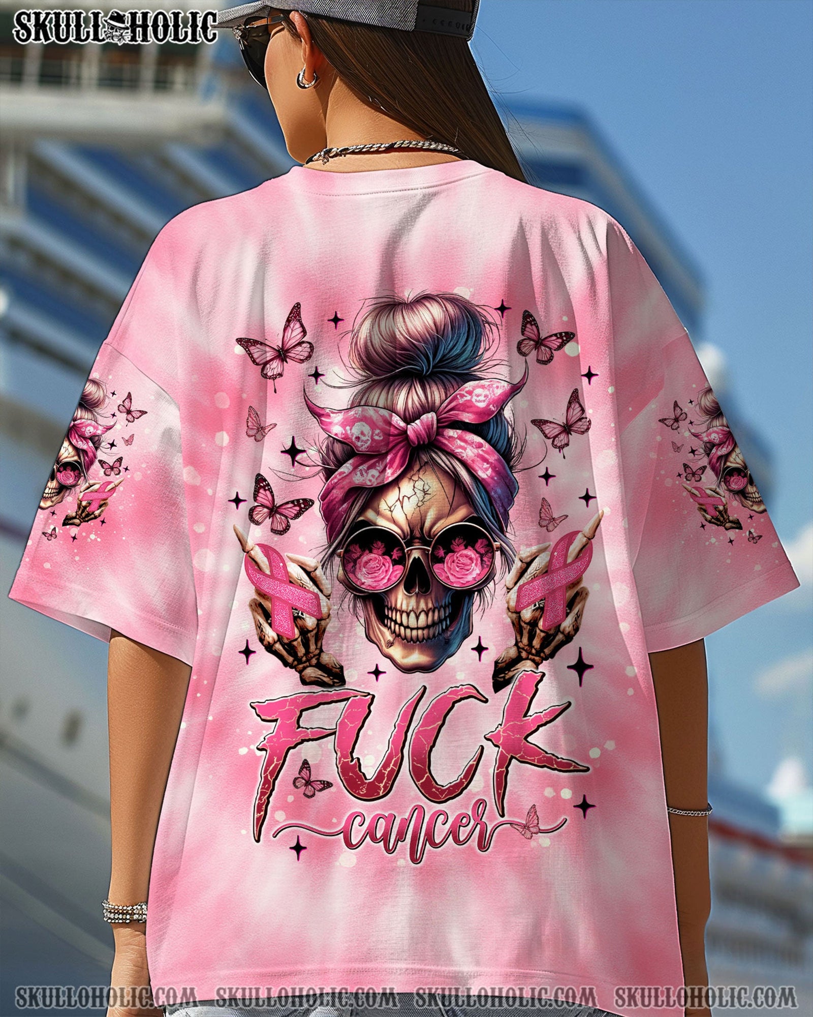 BLISSCORNERS TODAY'S MOOD SKULL MESSY BUN ALL OVER PRINT
