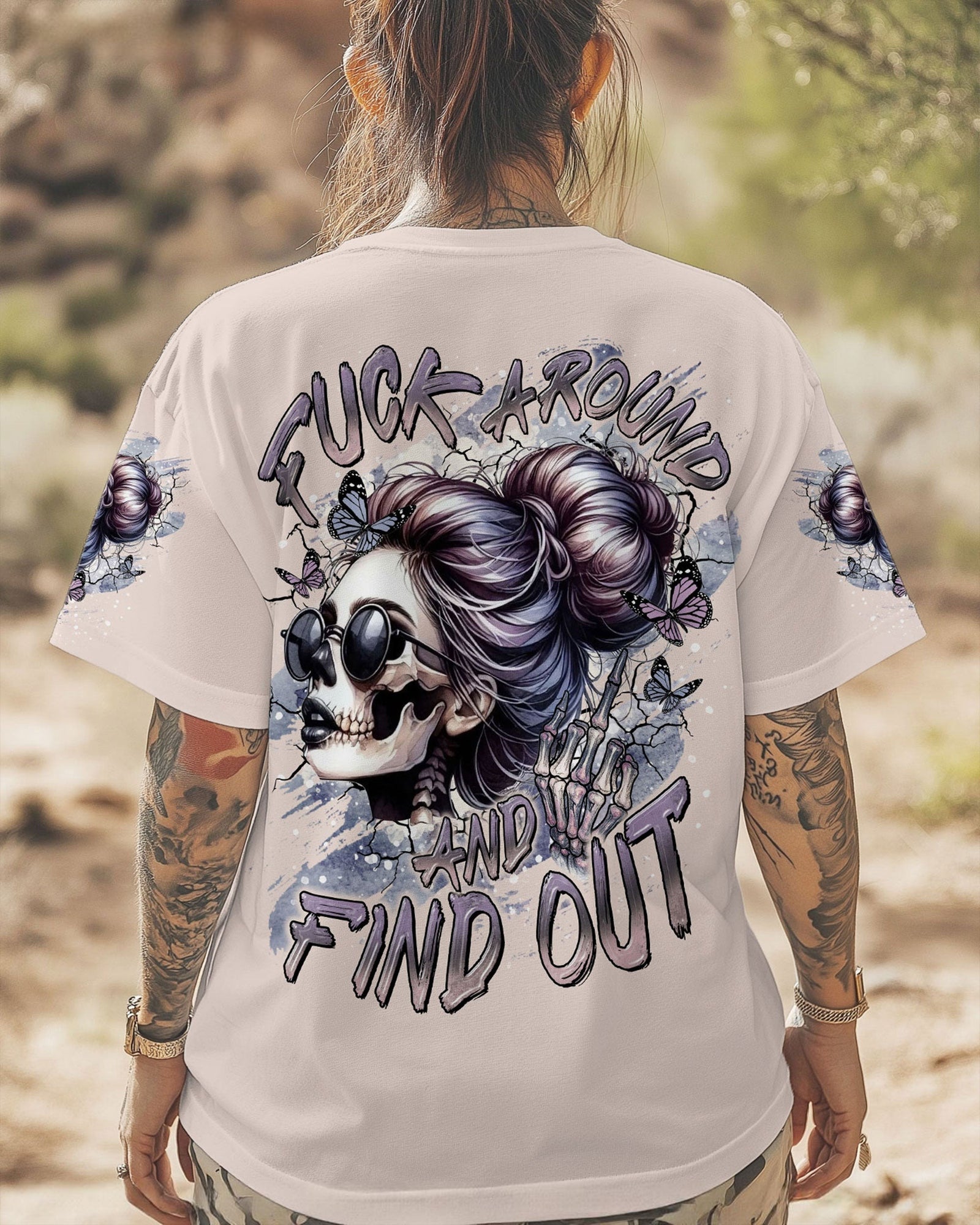 BLISSCORNERS BUCKLE UP BUTTERCUP B SWITCH SKULL MESSY BUN TIE DYE  ALL OVER PRINT