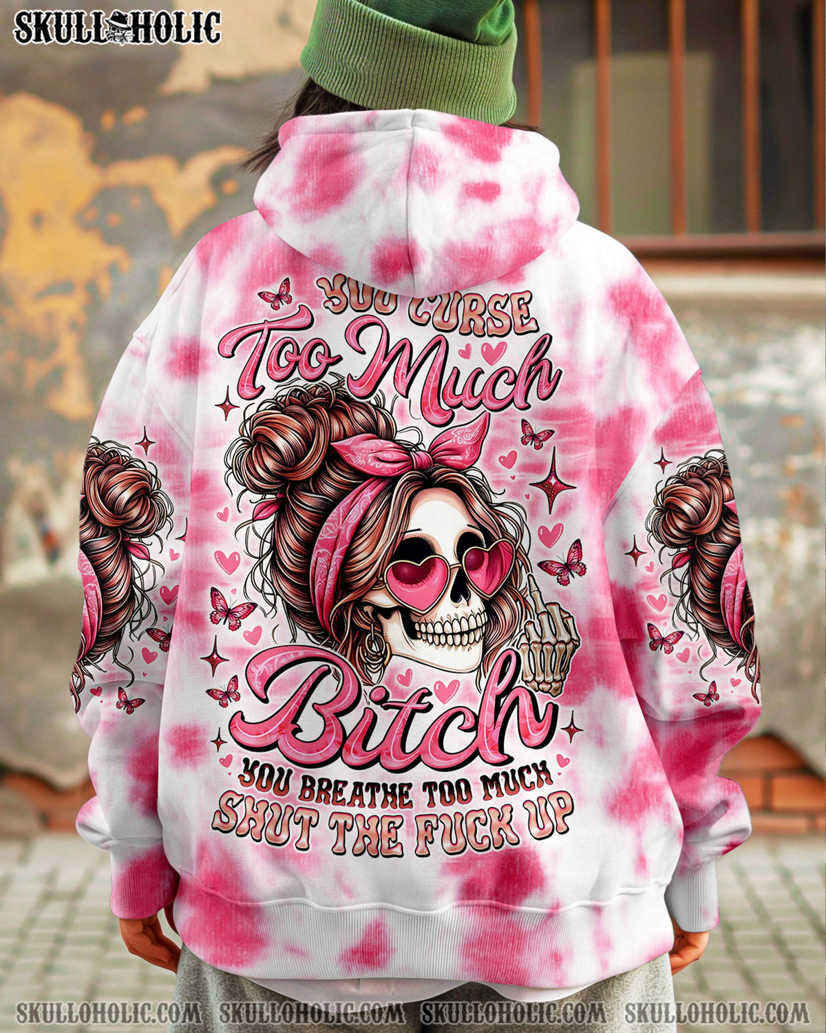BLISSCORNERS EXPENSIVE DIFFICULT AND TALKS BACK MESSY BUN TIE DYE ALL OVER PRINT