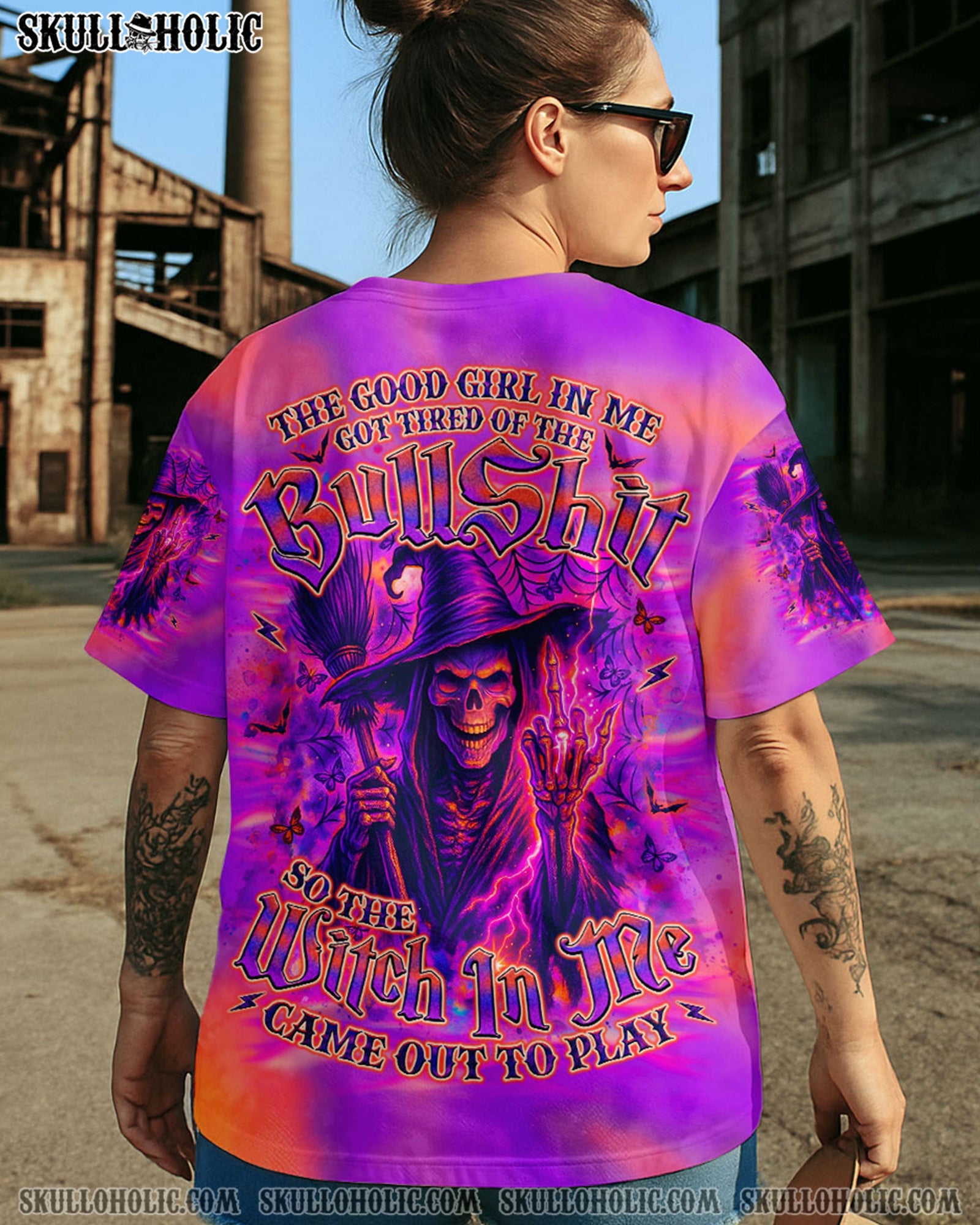 BLISSCORNERS THE GOOD GIRL IN ME SKULL HALLOWEEN ALL OVER PRINT