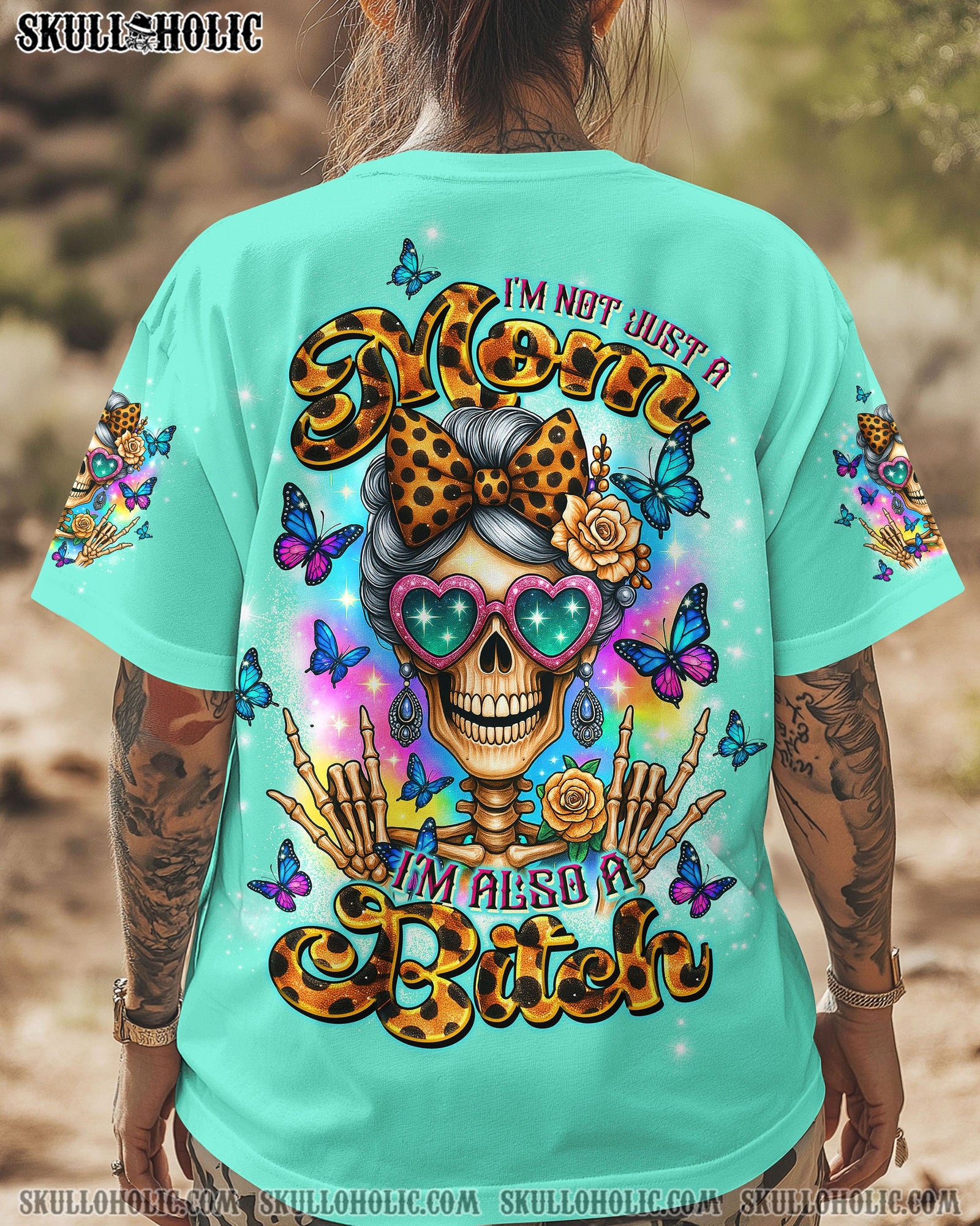 BLISSCORNERS I AM A NICE PERSON SKULL MESSY BUN TIE DYE ALL OVER PRINT