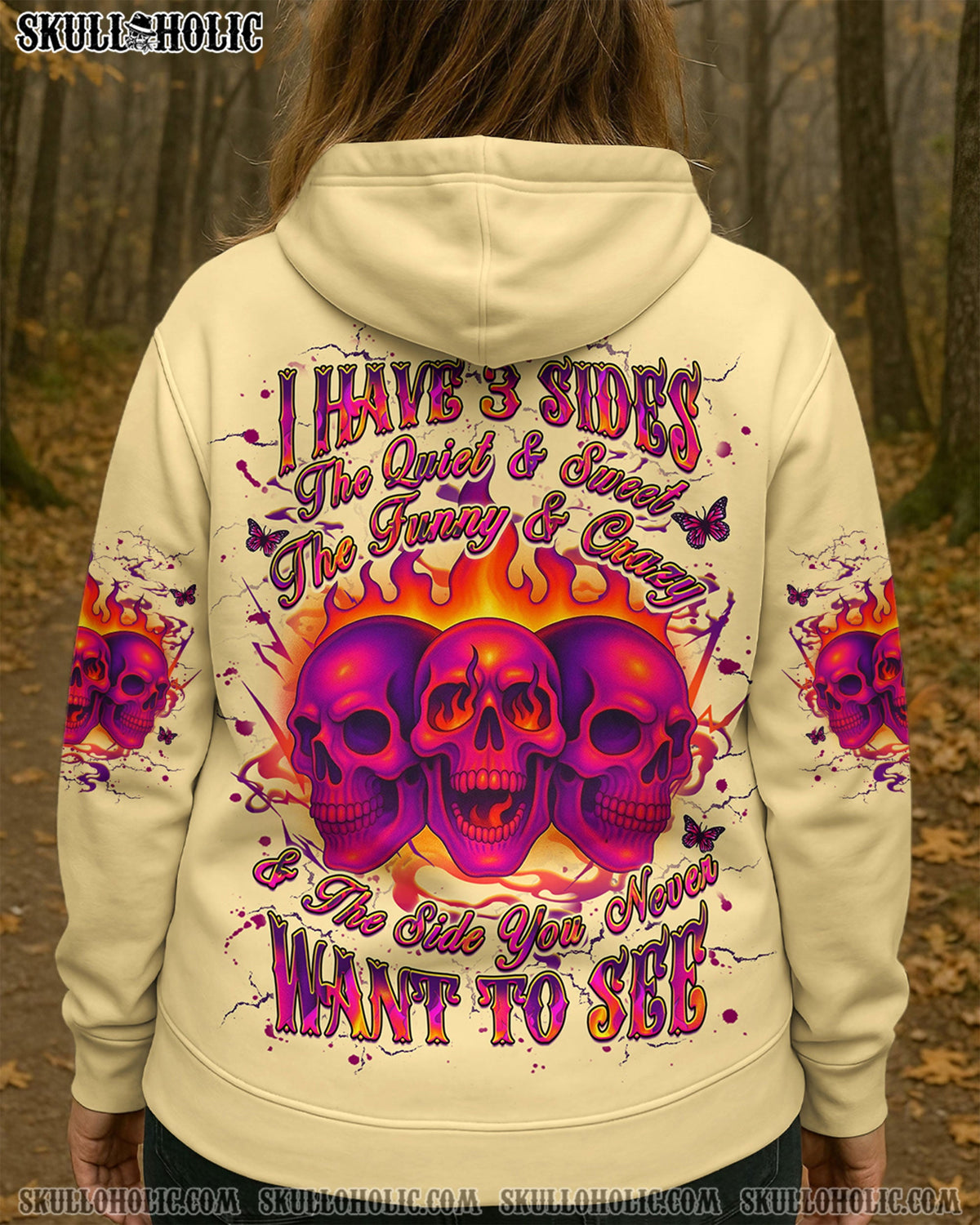 BLISSCORNERS I HAVE 3 SIDES 3 SKULLS ALL OVER PRINT