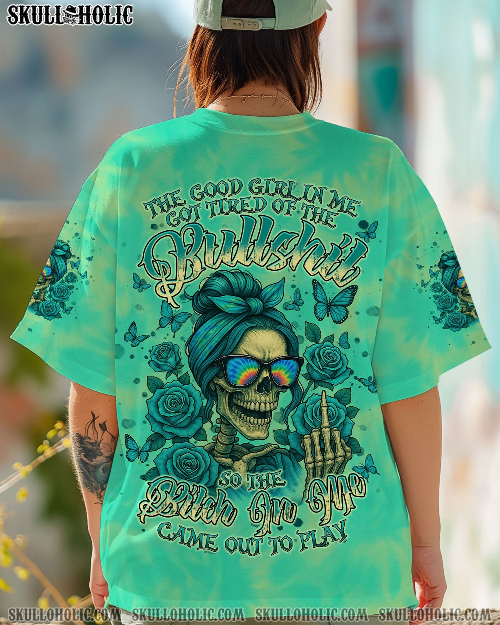 BLISSCORNERS THE GOOD GIRL IN ME MESSY BUN ALL OVER PRINT
