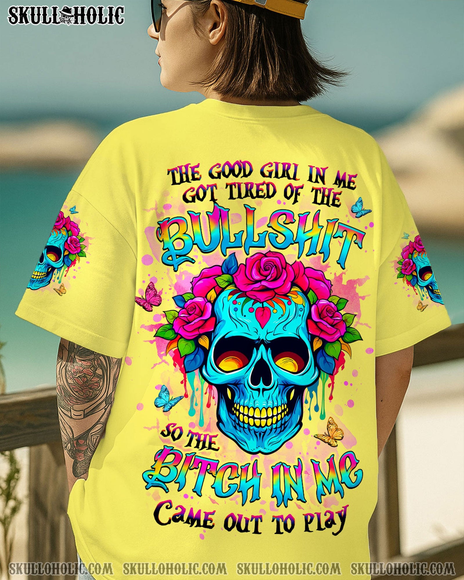 BLISSCORNERS THE GOOD GIRL IN ME SKULL ALL OVER PRINT