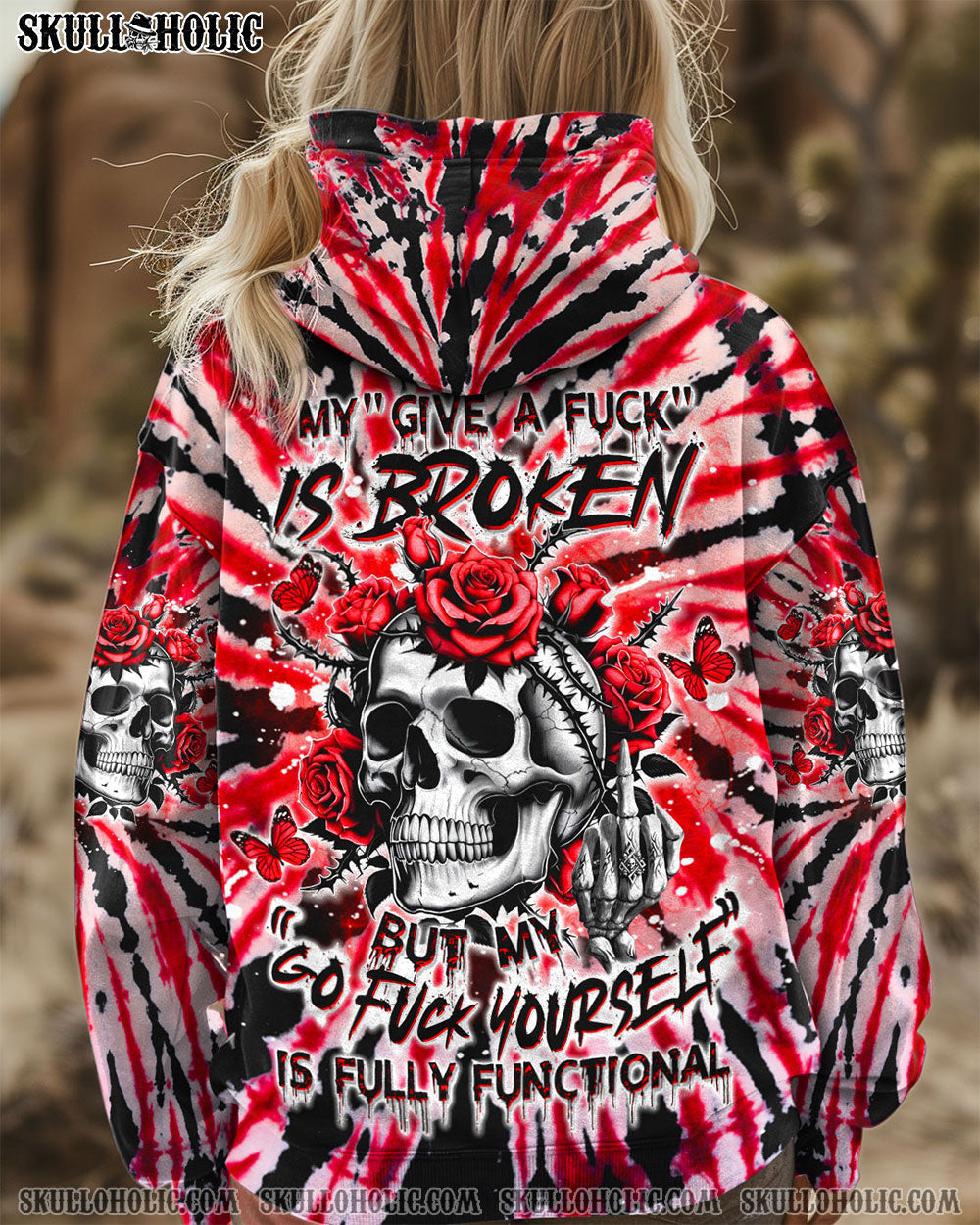 BLISSCORNERS MY GIVE A F IS BROKEN SKULL ROSES ALL OVER PRINT
