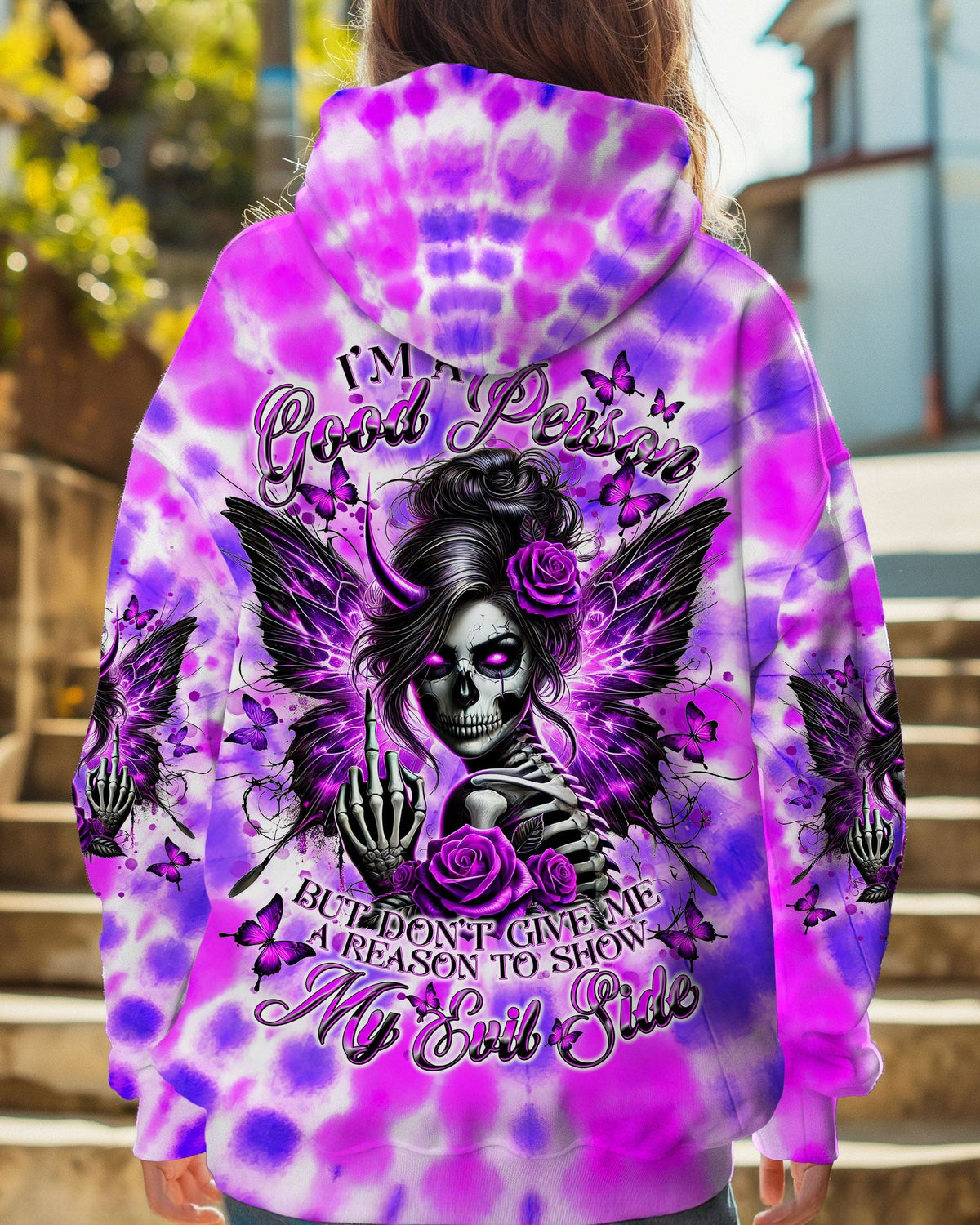 BLISSCORNERS HOW HEARTLESS I CAN BE TATTOO SKULL MESSY BUN ALL OVER PRINT