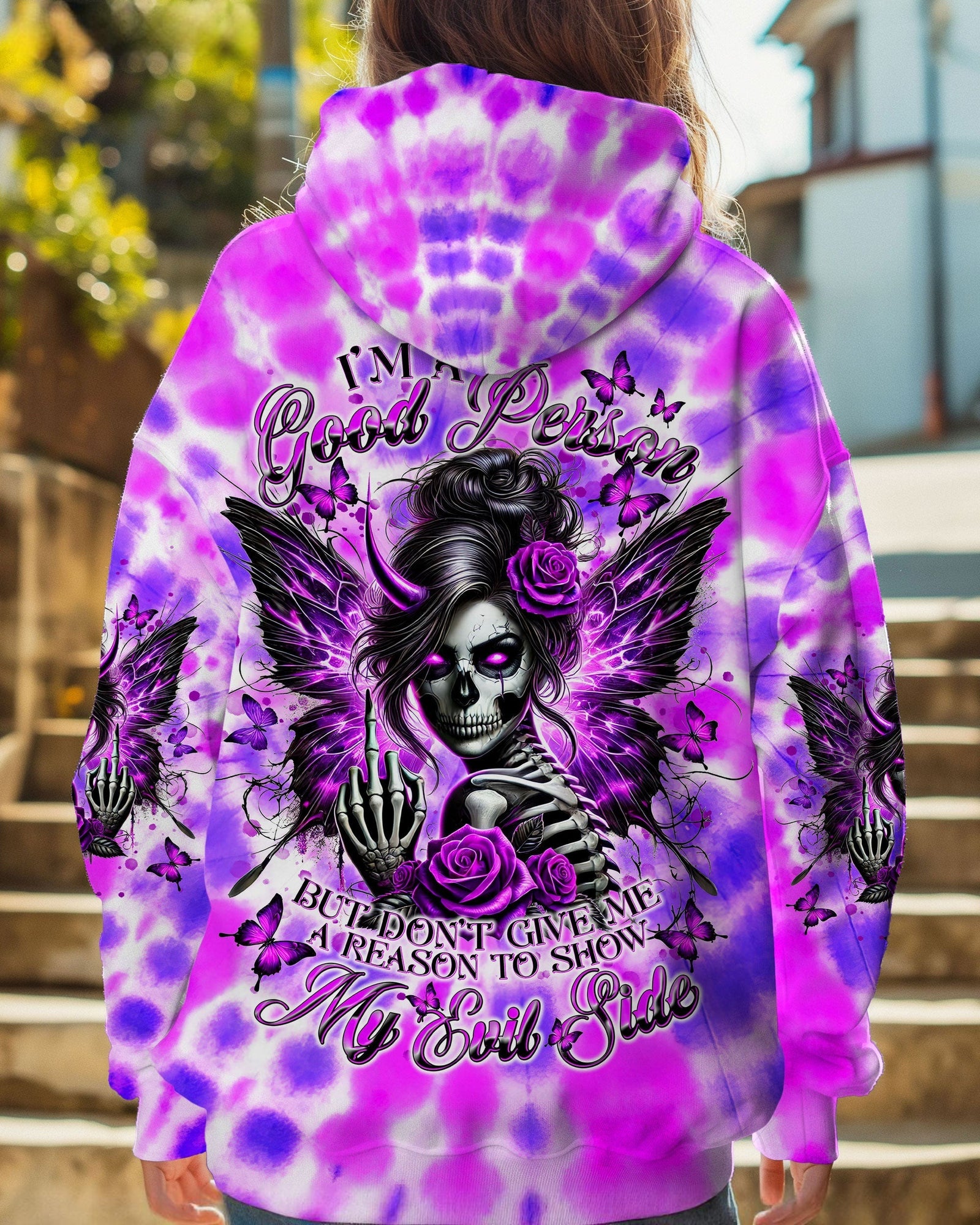 BLISSCORNERS HOW HEARTLESS I CAN BE TATTOO SKULL MESSY BUN ALL OVER PRINT