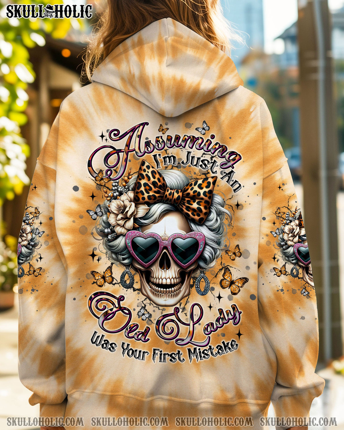 BLISSCORNERS ASSUMING I'M JUST AN OLD LADY SKULL TIE DYE ALL OVER PRINT