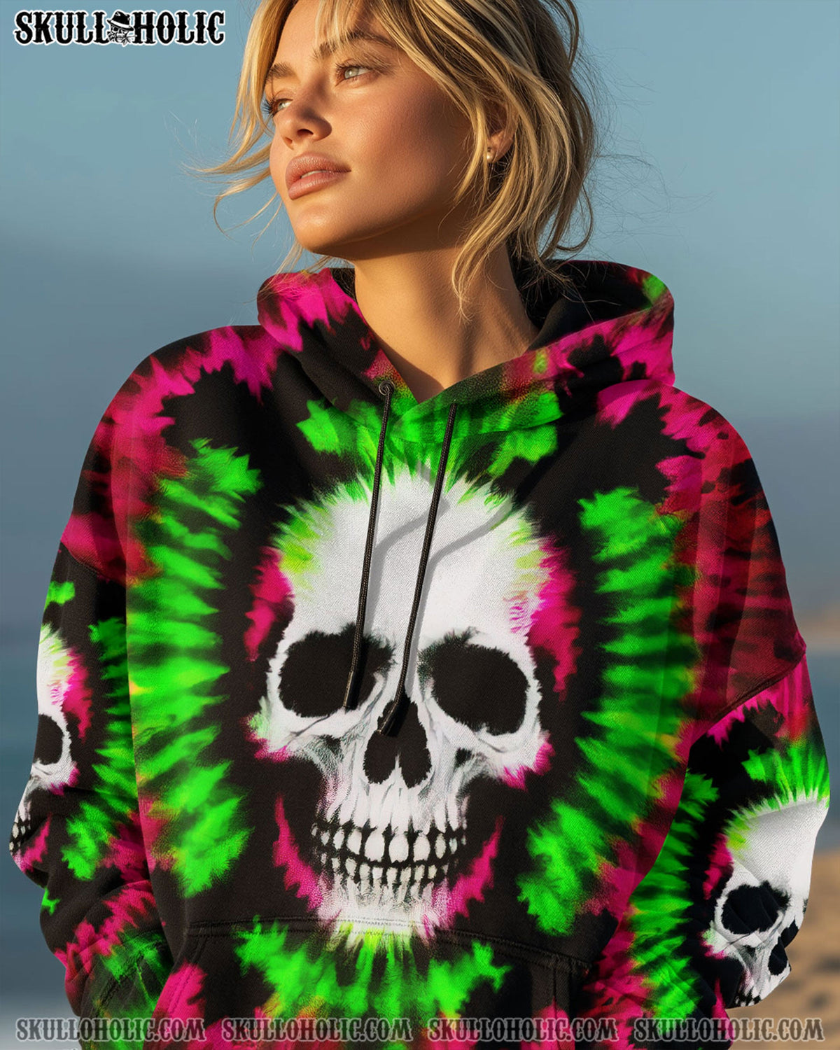 BLISSCORNERS CROSSBONES SKULL TIE DYE HAND DYED ALL OVER PRINT