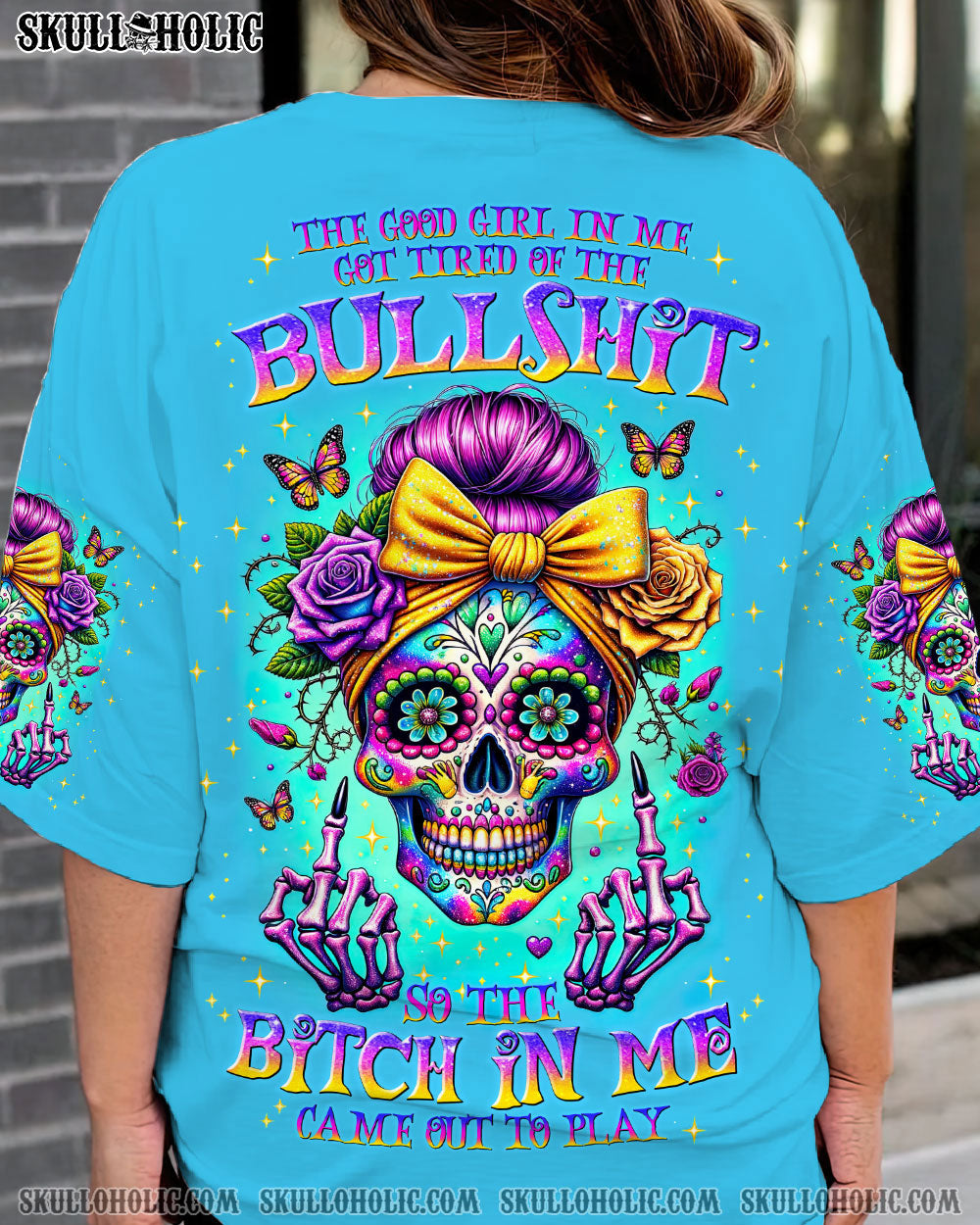 BLISSCORNERS DRINK UP B MESSY BUN SKULL PATRICK'S DAY ALL OVER PRINT