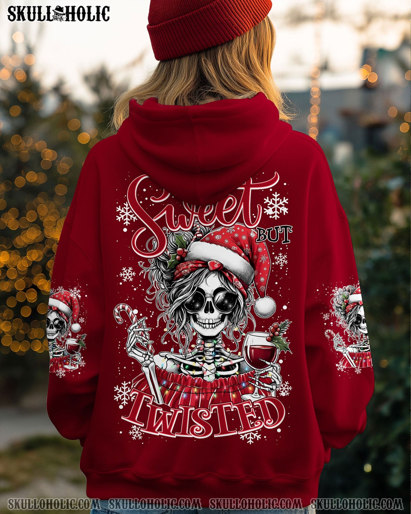 BLISSCORNERS NAH I'M GOOD MESSY BUN SKULL CHRISTMAS ALL OVER PRINT