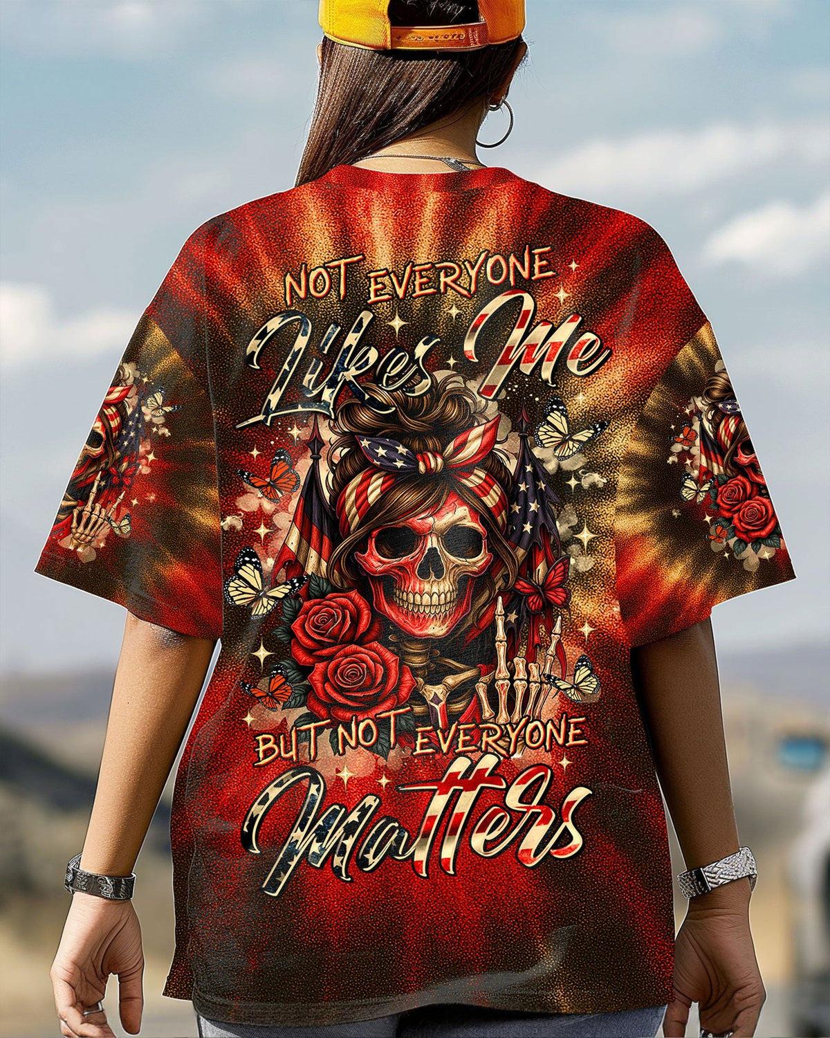 BLISSCORNERS IF YOU THINK THE THINGS I SAY OUT LOUD MESSY BUN SKULL TIE DYE ALL OVER PRINT