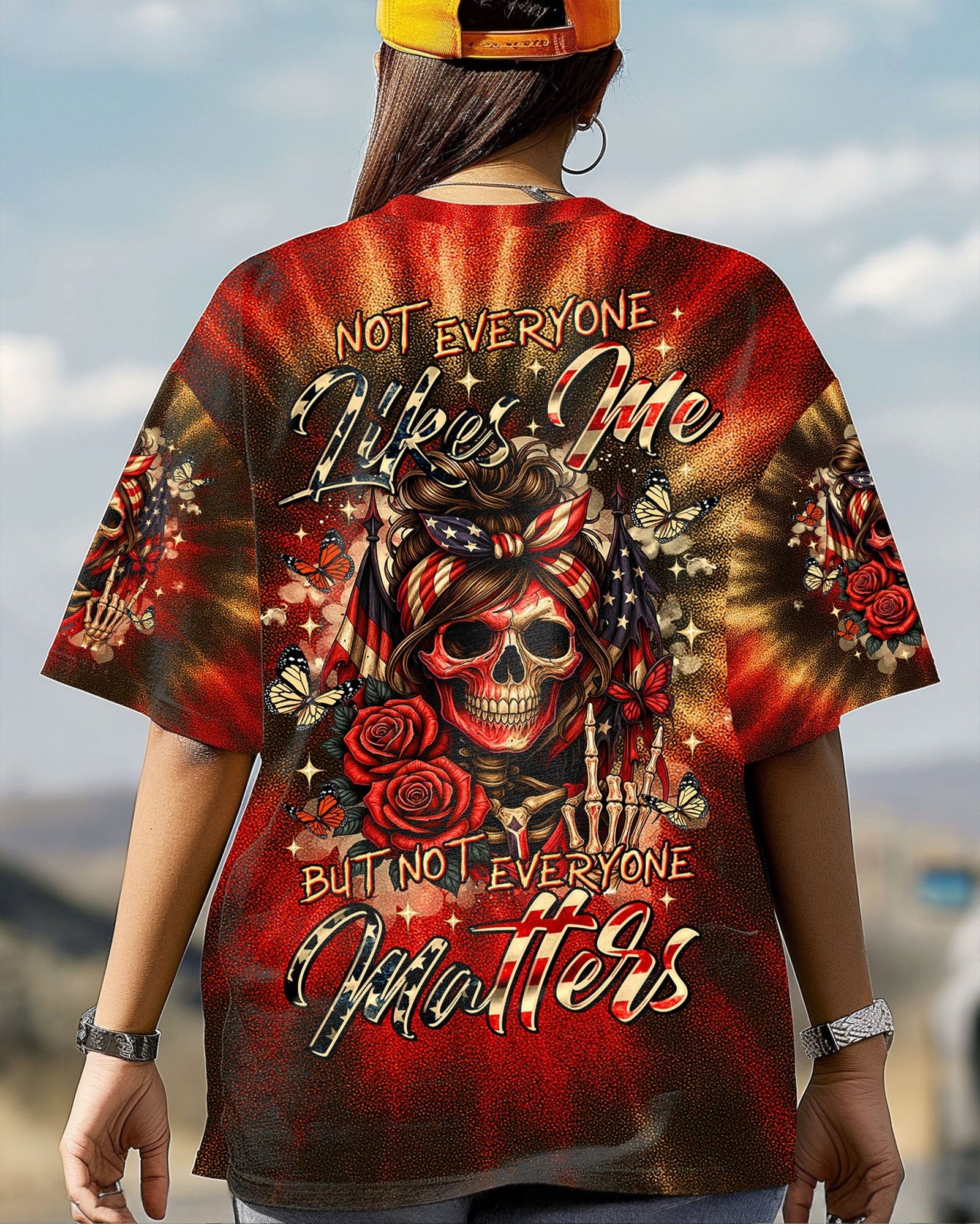 BLISSCORNERS IF YOU THINK THE THINGS I SAY OUT LOUD MESSY BUN SKULL TIE DYE ALL OVER PRINT