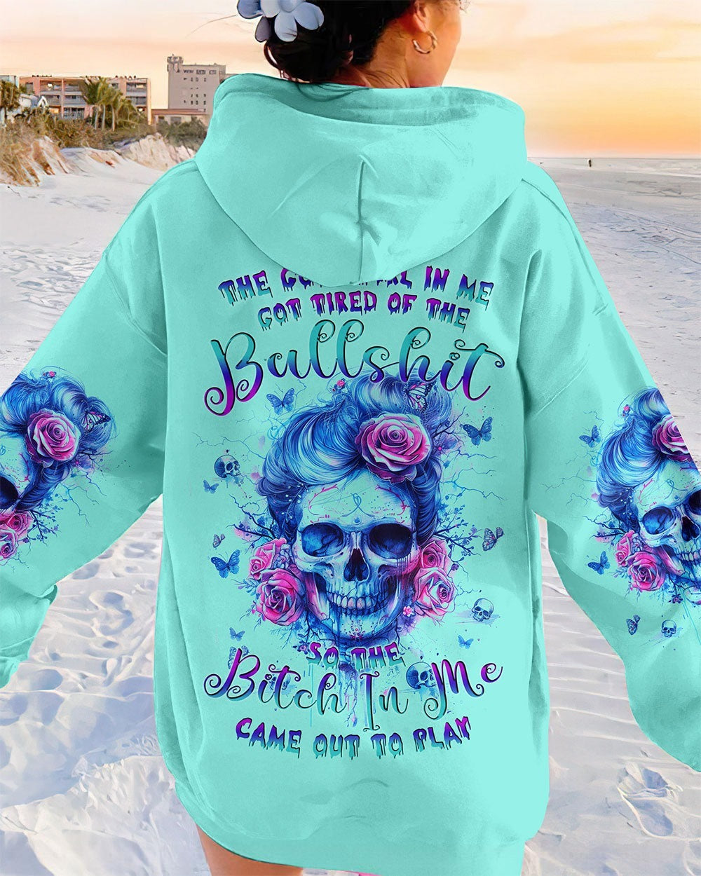 BLISSCORNERS YES I'M A B BUT NOT YOURS MESSY BUN SKULL ALL OVER PRINT