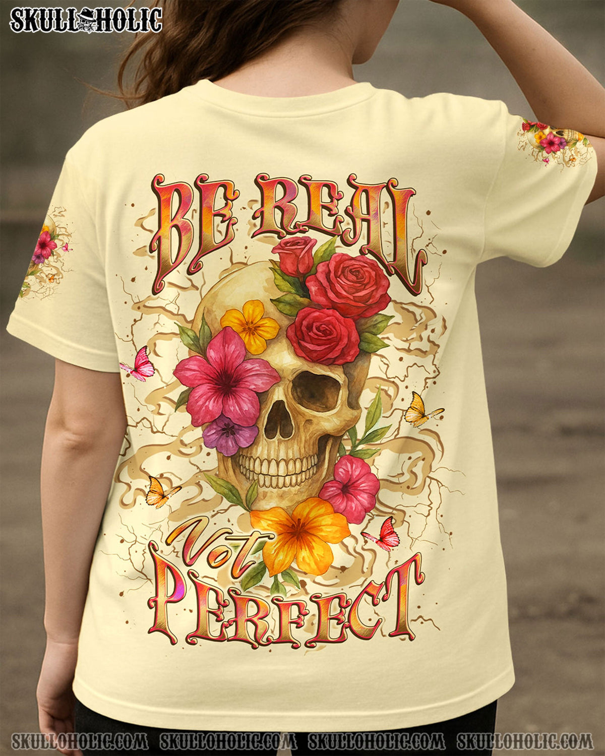 BLISSCORNERS BE REAL NOT PERFECT ALL OVER PRINT