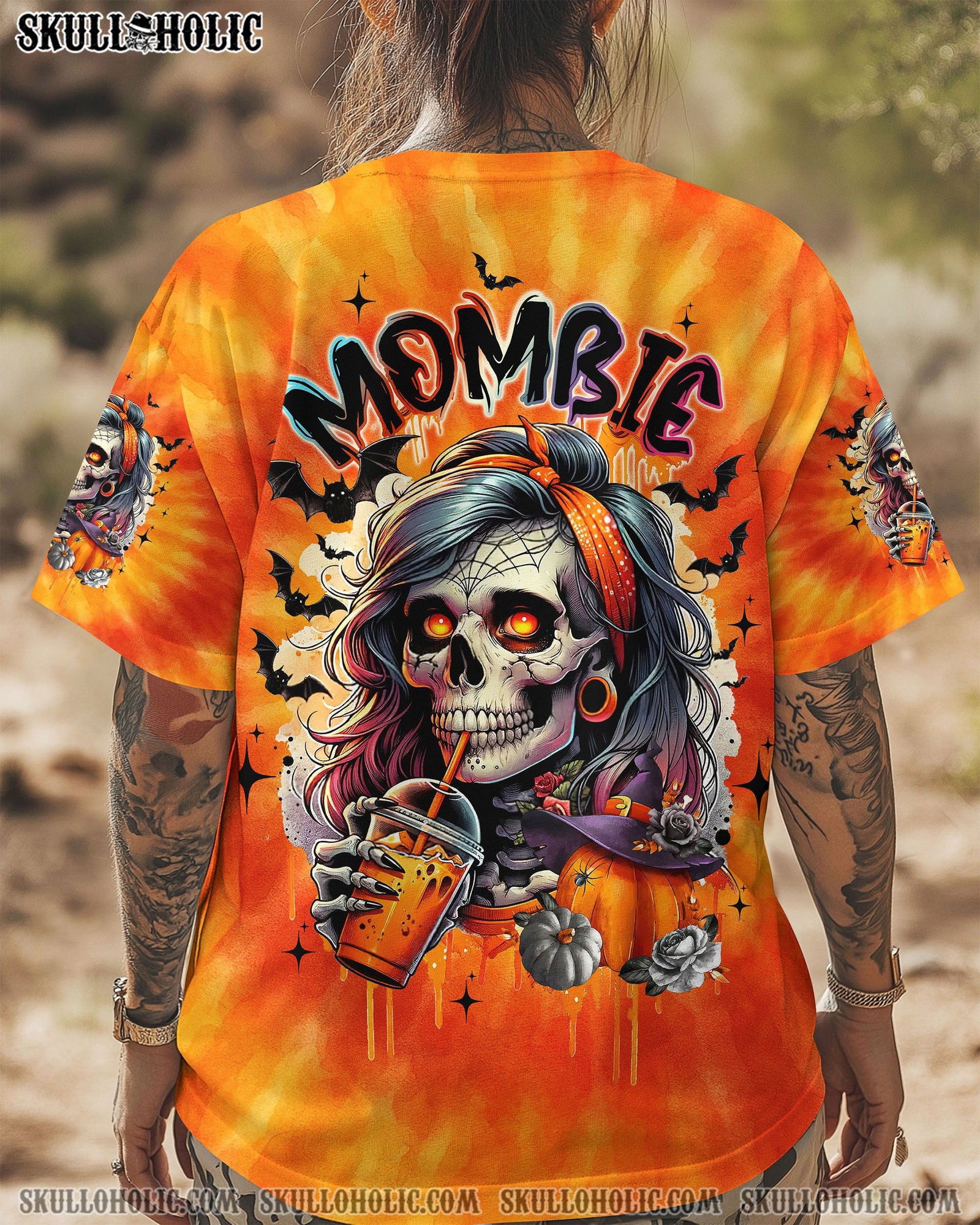 BLISSCORNERS MOMBIE SKULL LADY HALLOWEEN ALL OVER PRINT