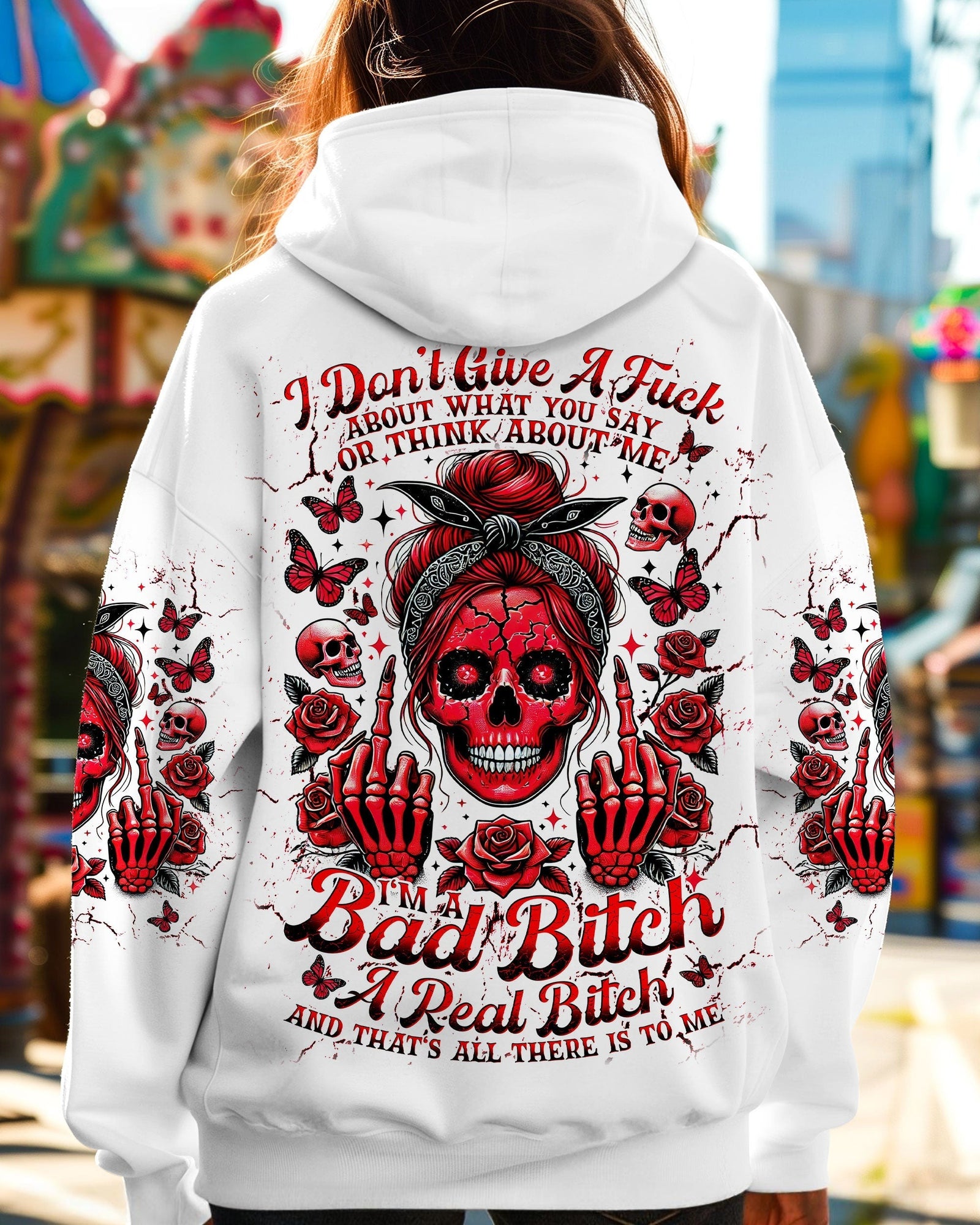 BLISSCORNERS YOU DON'T LIKE ME MESSY BUN SKULL ALL OVER PRINT
