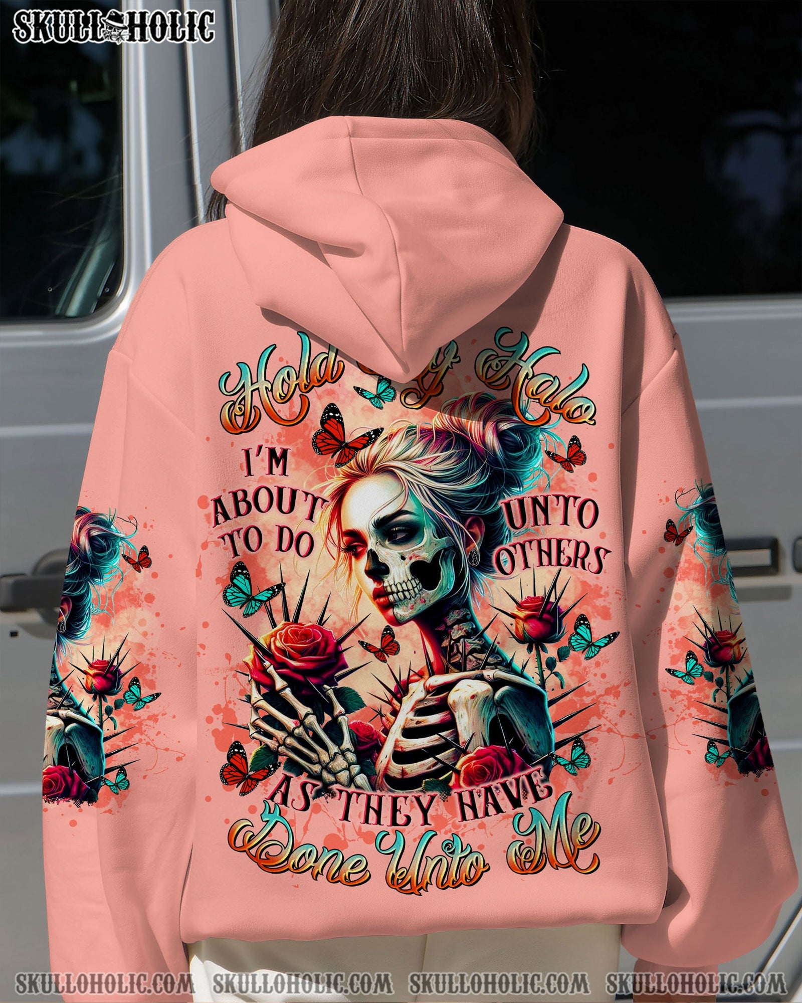 BLISSCORNERS I'M A B DON'T TRY ME SKULL MESSY BUN ALL OVER PRINT