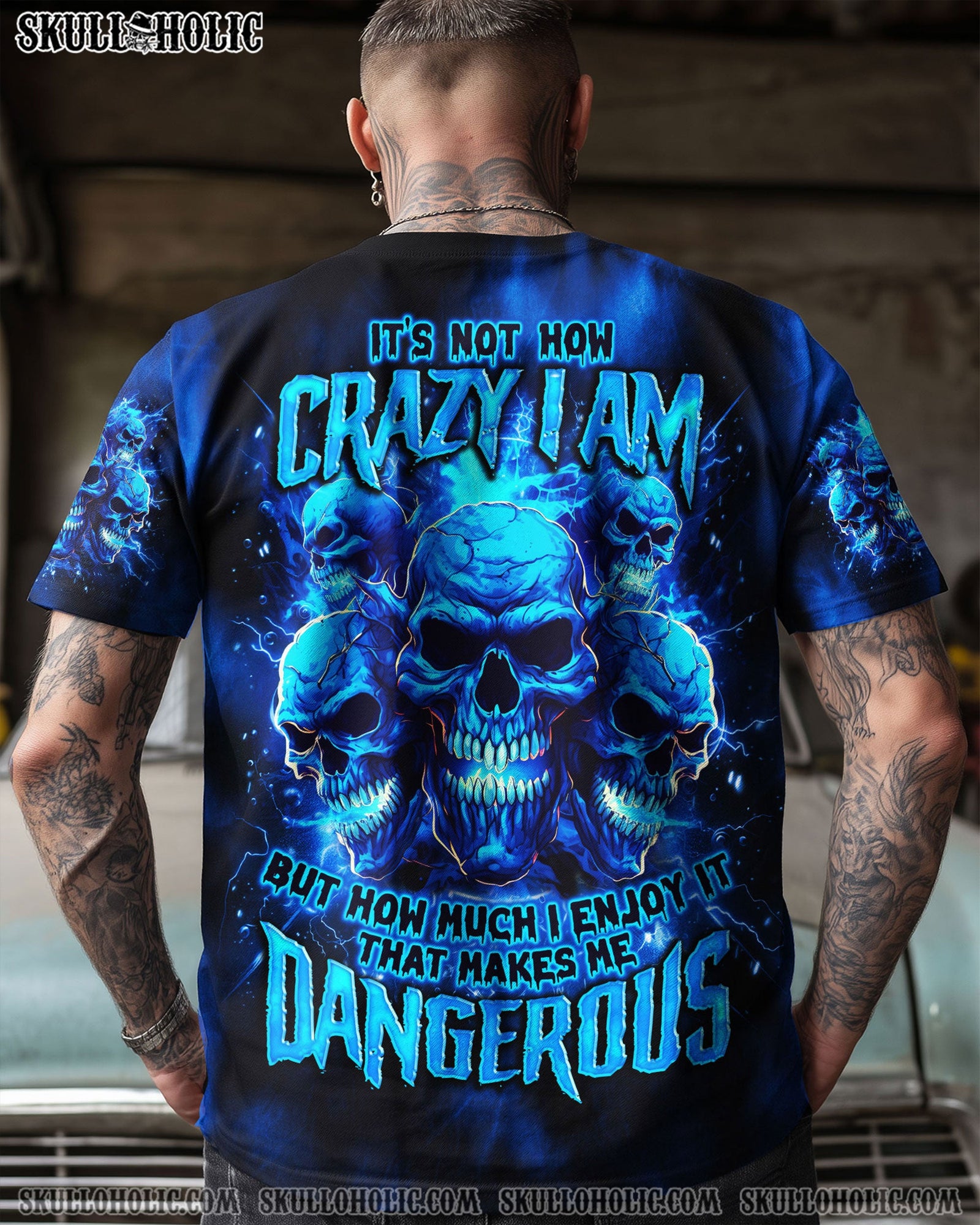 BLISSCORNERS IT'S NOT HOW CRAZY I AM SKULL TIE DYE ALL OVER PRINT