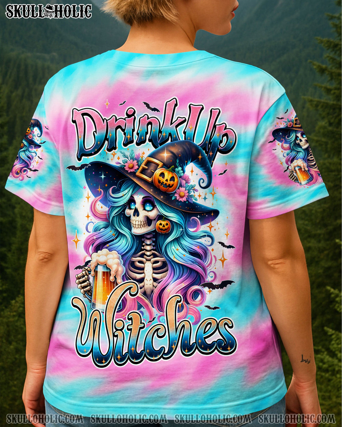 BLISSCORNERS DRINK UP WITCHES HALLOWEEN TIE DYE ALL OVER PRINT