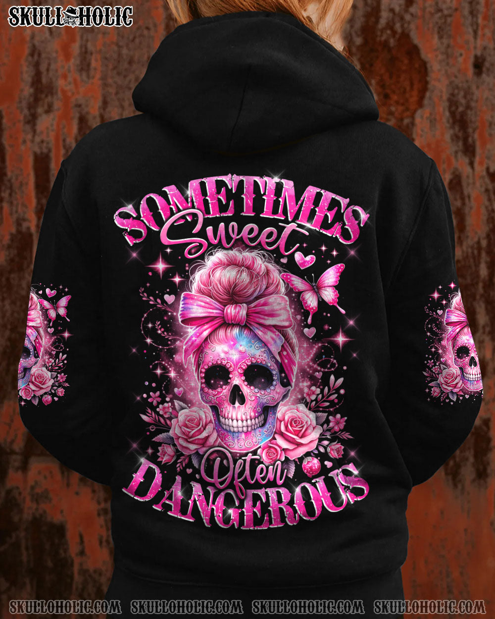 BLISSCORNERS THE GOOD GIRL IN ME ROSE MESSY BUN ALL OVER PRINT