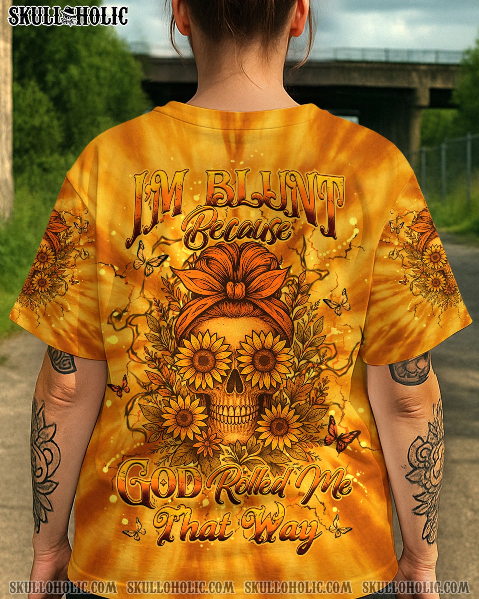 BLISSCORNERS I'M BLUNT BECAUSE GOD ROLLED ME TIE DYE ALL OVER PRINT