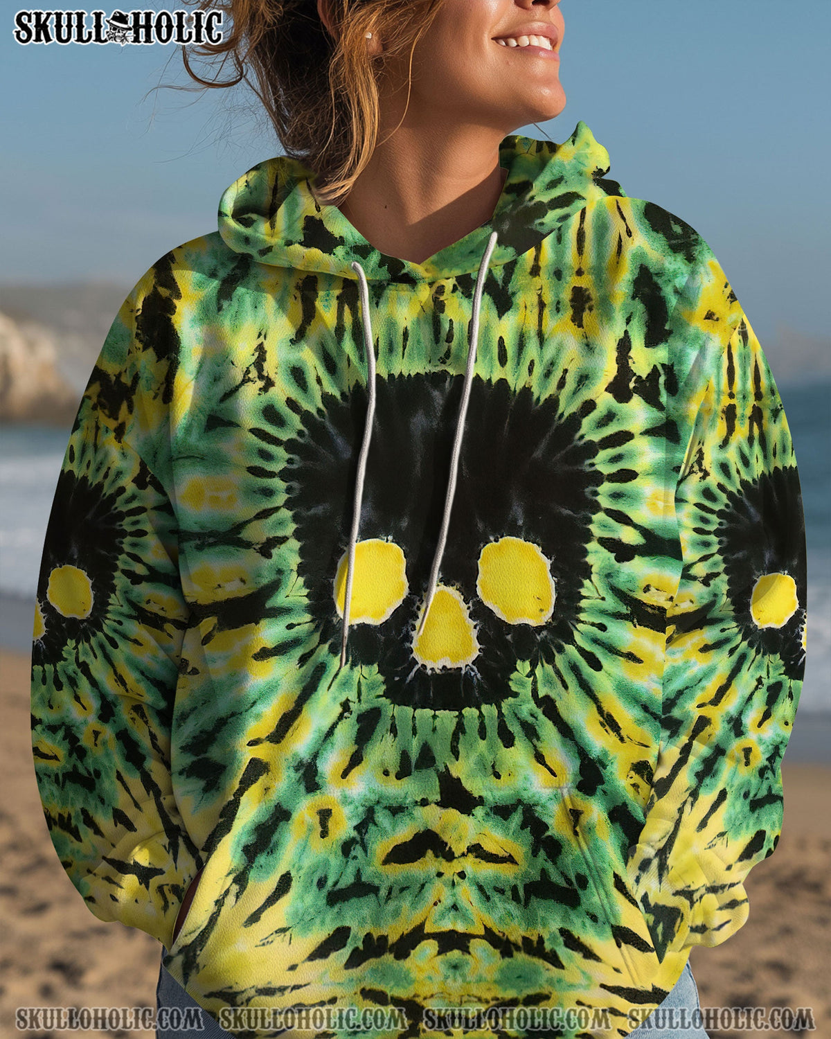 BLISSCORNERS BLACK SKULL TIE DYE HAND DYED ALL OVER PRINT