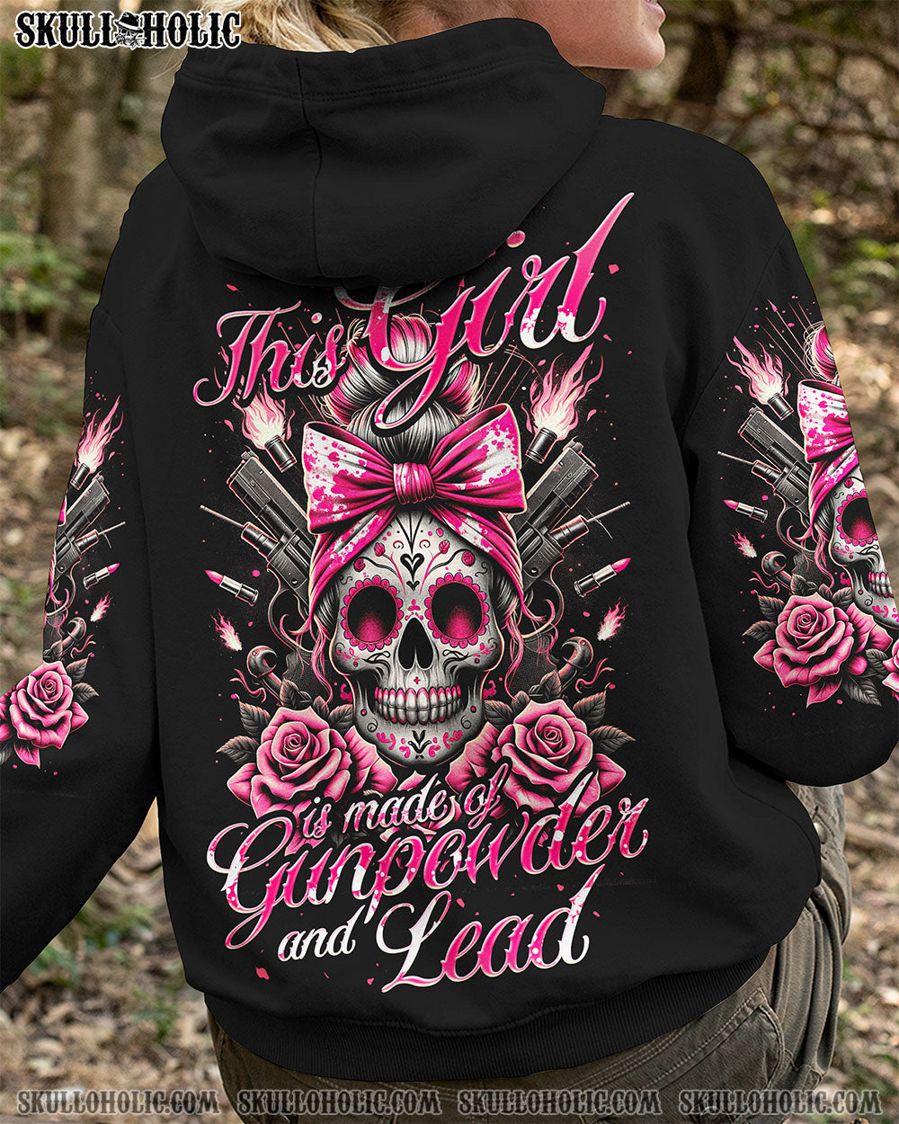 BLISSCORNERS SHE IS SUNSHINE MESSY BUN SKULL ALL OVER PRINT