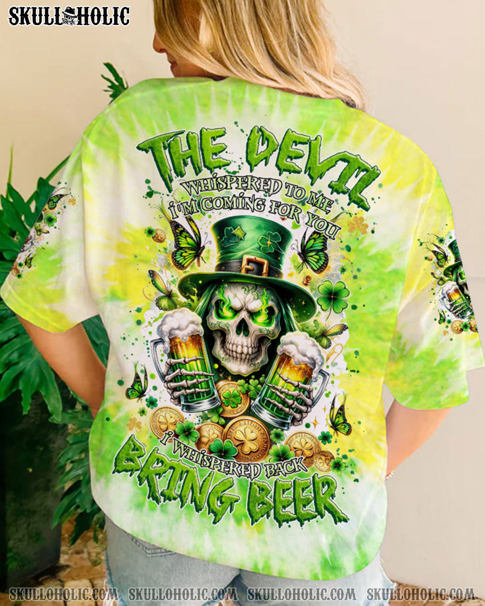 BLISSCORNERS THE DEVIL WHISPERED BEER REAPER PATRICK'S DAY ALL OVER PRINT
