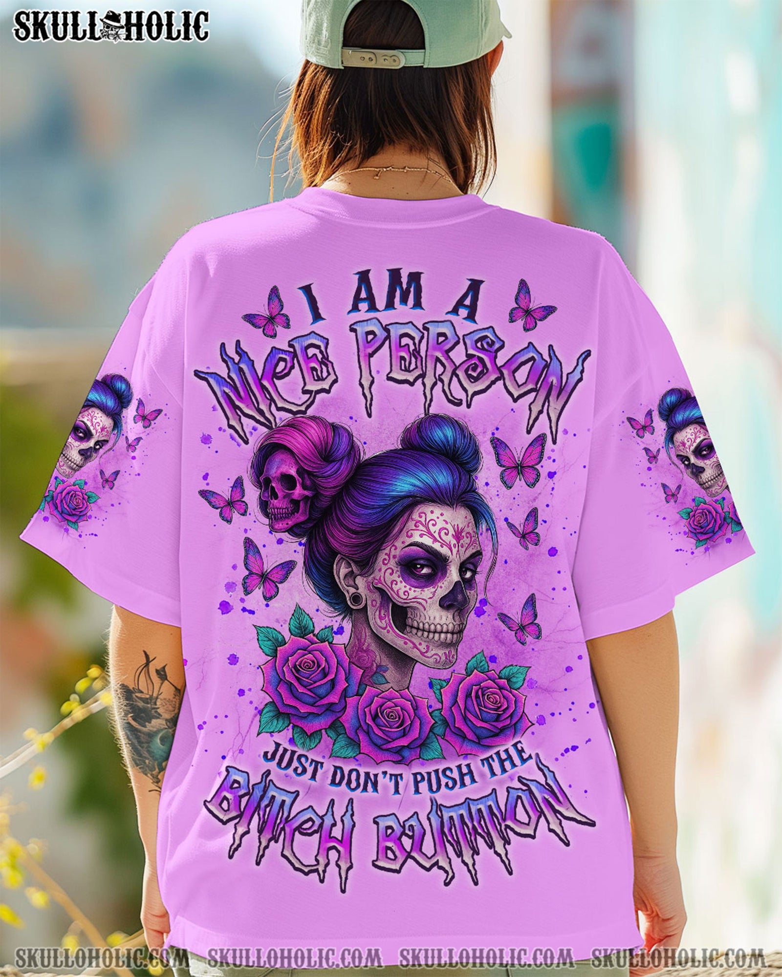 BLISSCORNERS I'M NOT JUST A MOM MESSY BUN  SKULL ALL OVER PRINT