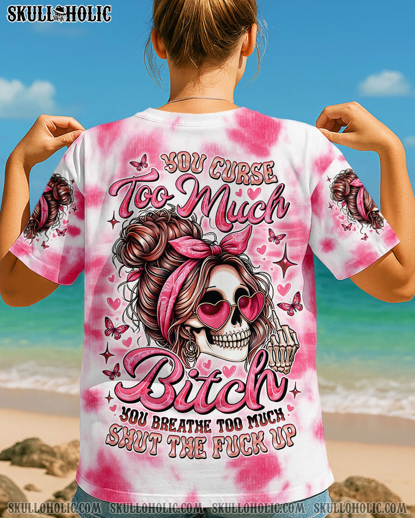 BLISSCORNERS EXPENSIVE DIFFICULT AND TALKS BACK MESSY BUN TIE DYE ALL OVER PRINT