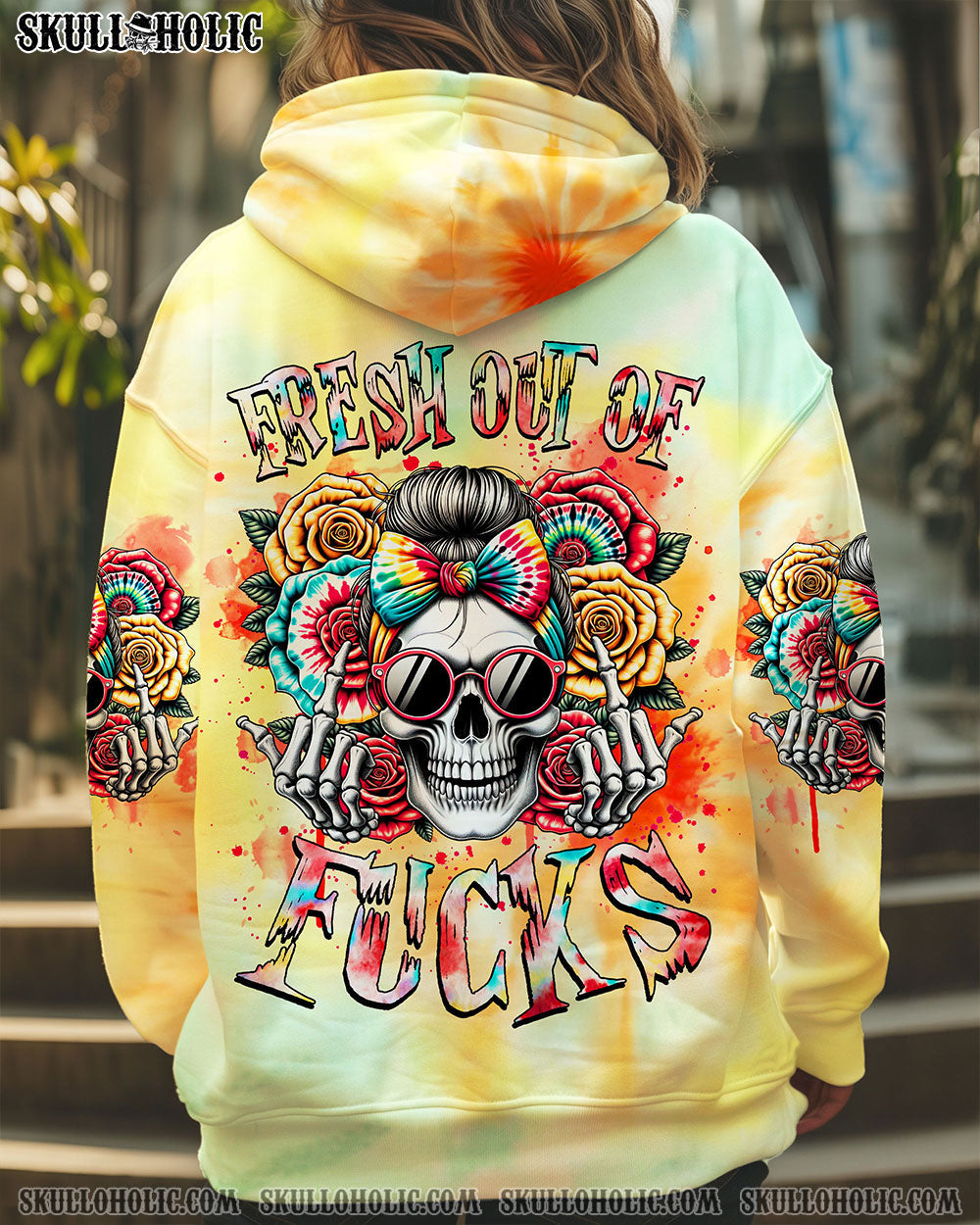 BLISSCORNERS FRESH OUT OF F MESSY BUN TIE DYE  ALL OVER PRINT
