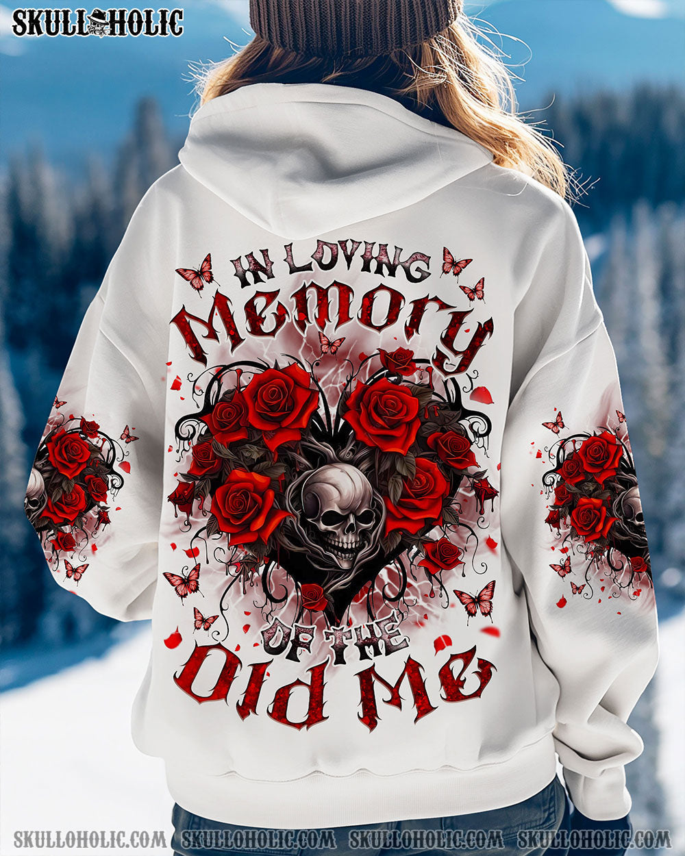 BLISSCORNERS IN LOVING MEMORY OF THE OLD ME ROSE SKULL ALL OVER PRINT