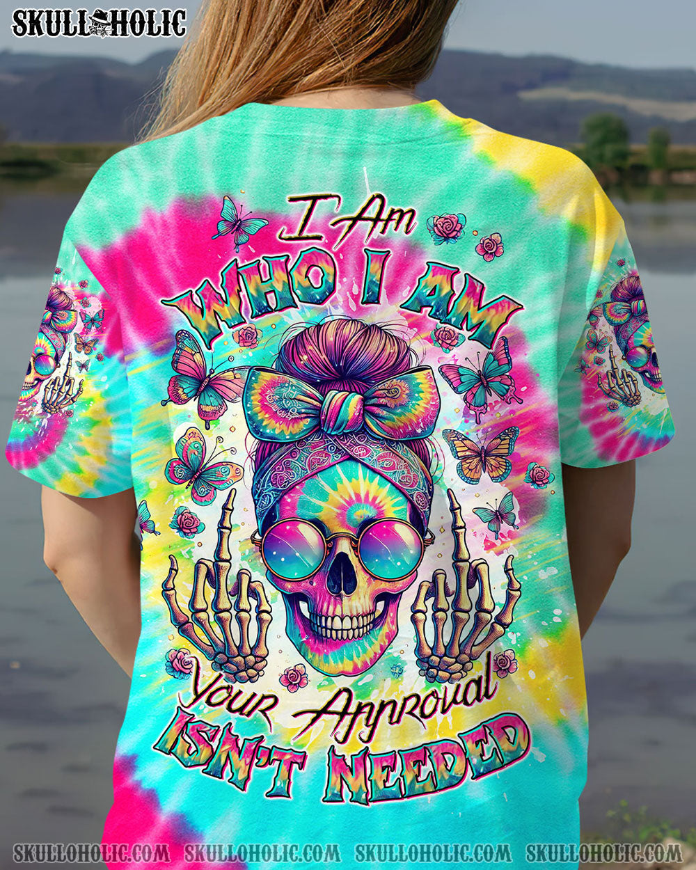 BLISSCORNERS I AM WHO I AM YOUR APPROVAL ISN'T NEEDED MESSY BUN ALL OVER PRINT