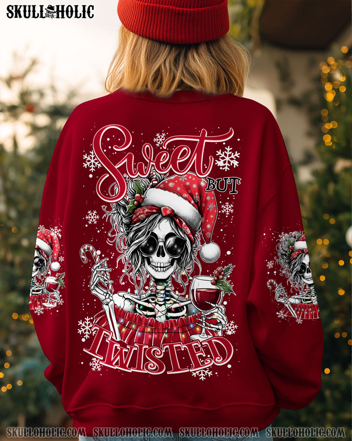 BLISSCORNERS NAH I'M GOOD MESSY BUN SKULL CHRISTMAS ALL OVER PRINT