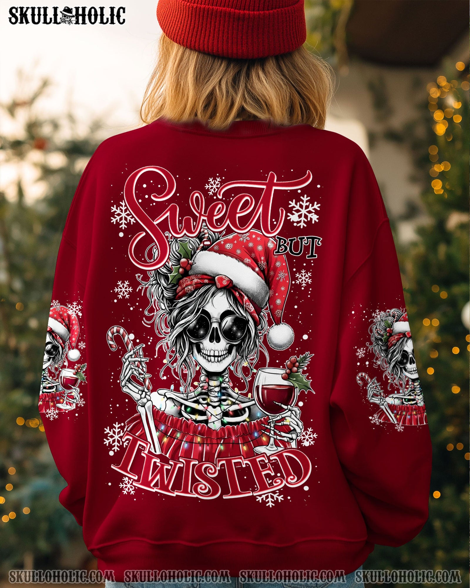 BLISSCORNERS NAH I'M GOOD MESSY BUN SKULL CHRISTMAS ALL OVER PRINT