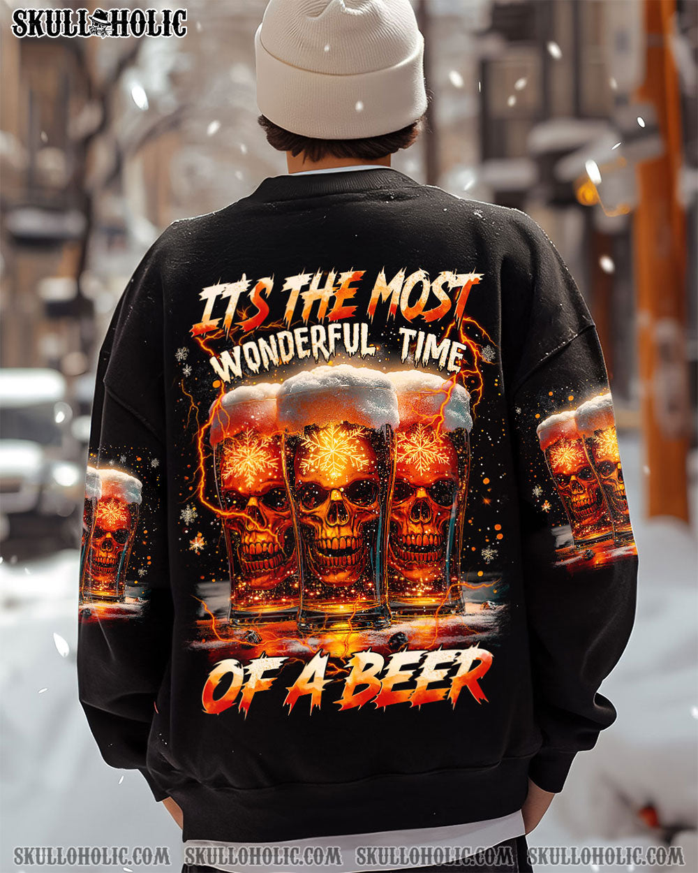 BLISSCORNERS IT'S THE MOST WONDERFUL TIME SKULL CHRISTMAS ALL OVER PRINT