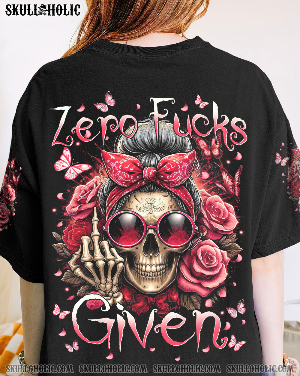 BLISSCORNERS HELLO DARKNESS MY OLD FRIEND MESSY BUN SKULL ALL OVER PRINT