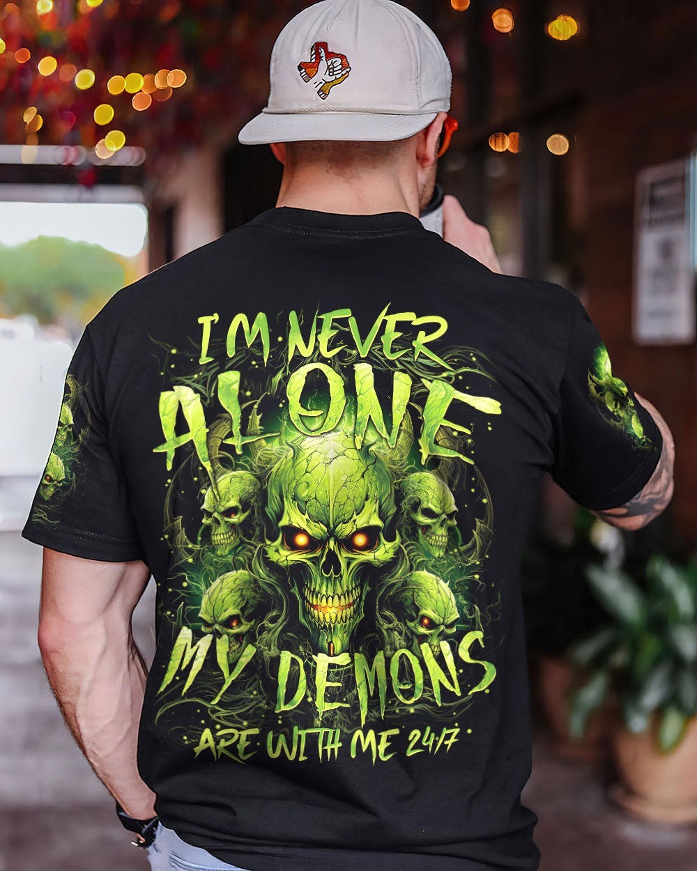 BLISSCORNERS I'M NEVER ALONE SKULL DEMON ALL OVER PRINT