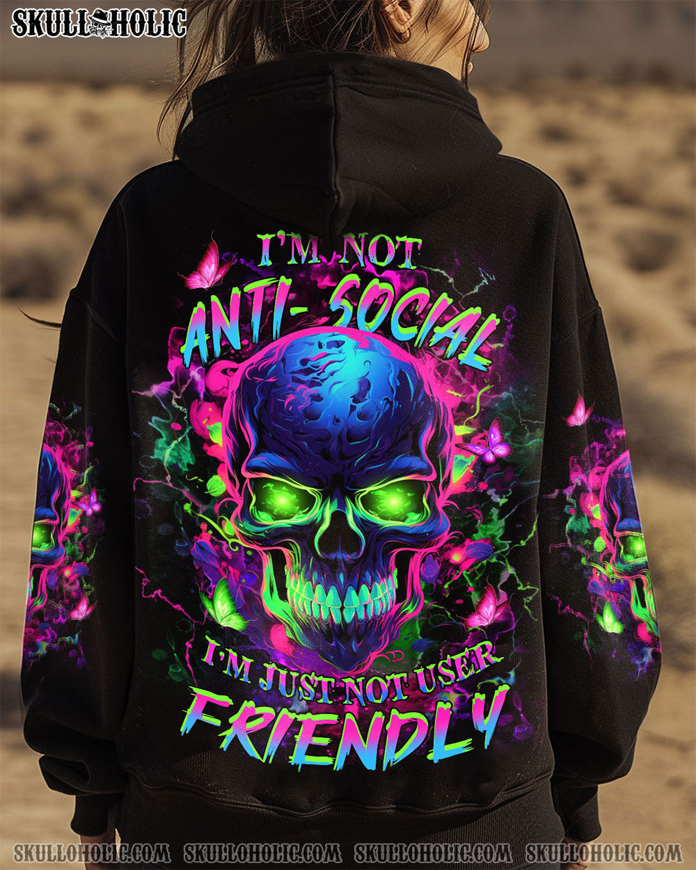 BLISSCORNERS I'M NOT ANTI-SOCIAL MAD SKULL ALL OVER PRINT
