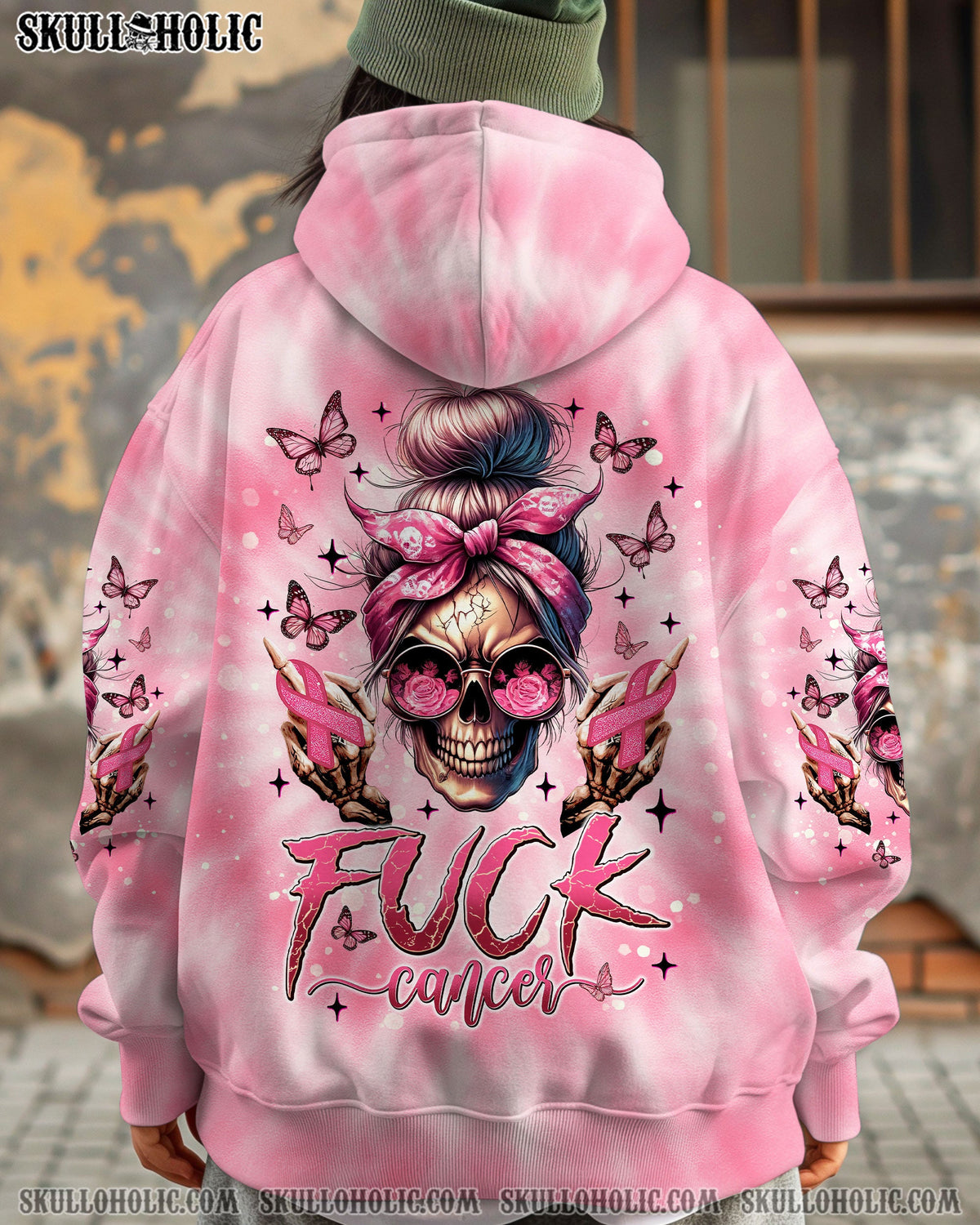 BLISSCORNERS TODAY'S MOOD SKULL MESSY BUN ALL OVER PRINT