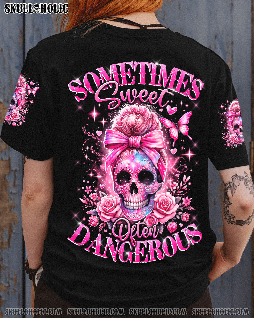 BLISSCORNERS THE GOOD GIRL IN ME ROSE MESSY BUN ALL OVER PRINT
