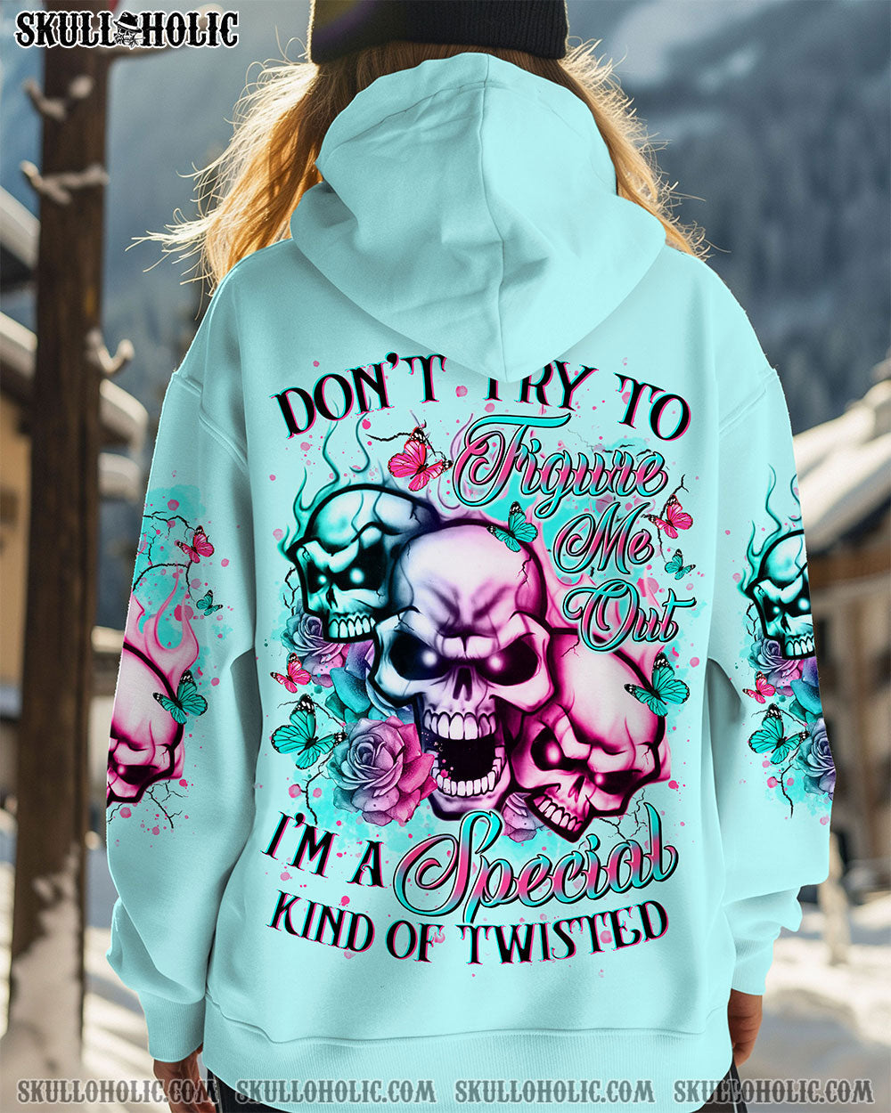 BLISSCORNERS DON'T TRY TO FIGURE ME OUT ROSE MADLY SKULL ALL OVER PRINT