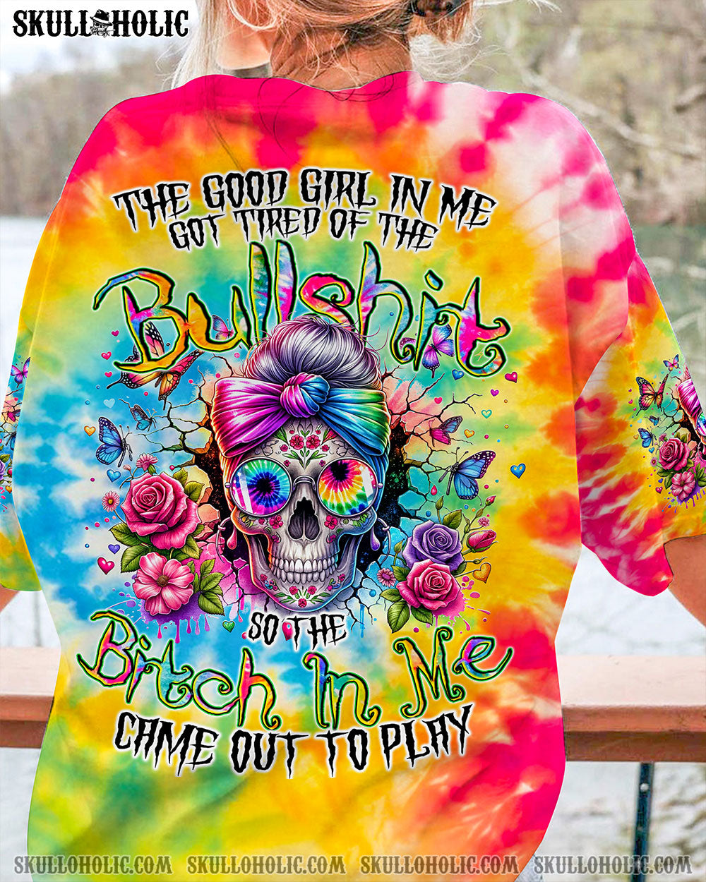BLISSCORNERS YOU'LL EVER MEET MESSY BUN SKULL ALL OVER PRINT
