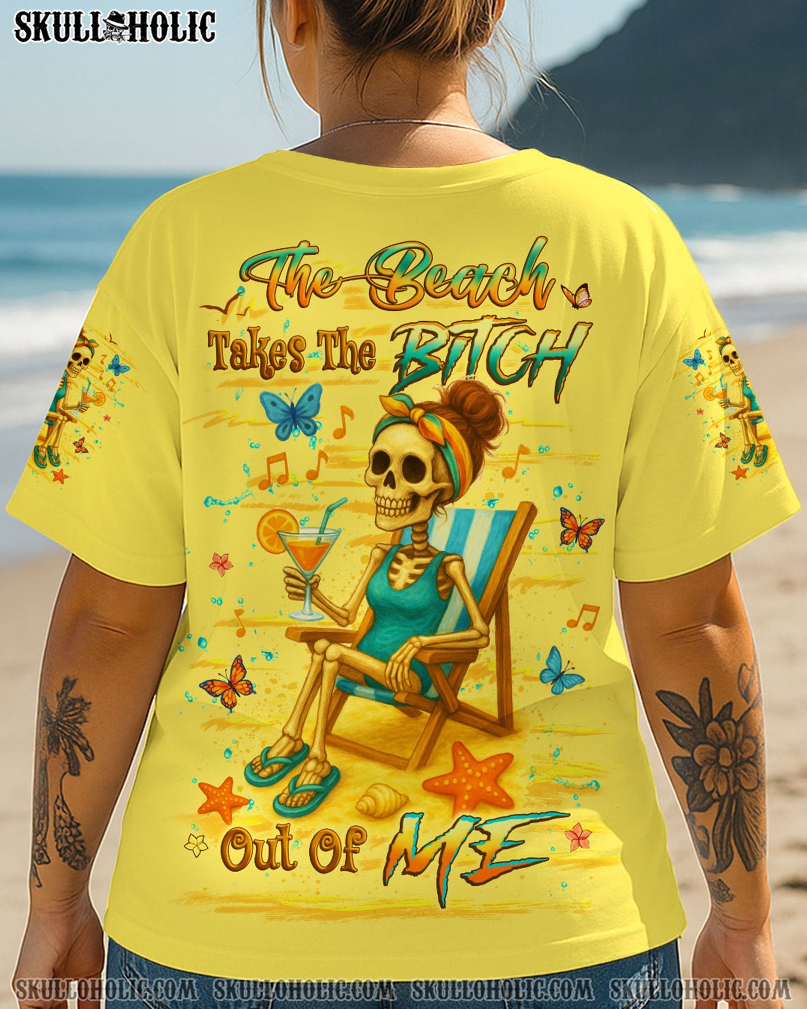 BLISSCORNERS THE BEACH TAKES THE BITCH OUT OF ME ALL OVER PRINT
