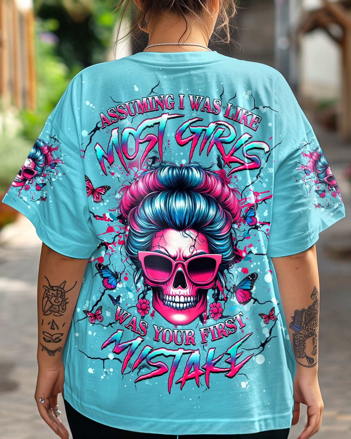 BLISSCORNERS I AM THE STORM MESSY BUN SKULL ALL OVER PRINT
