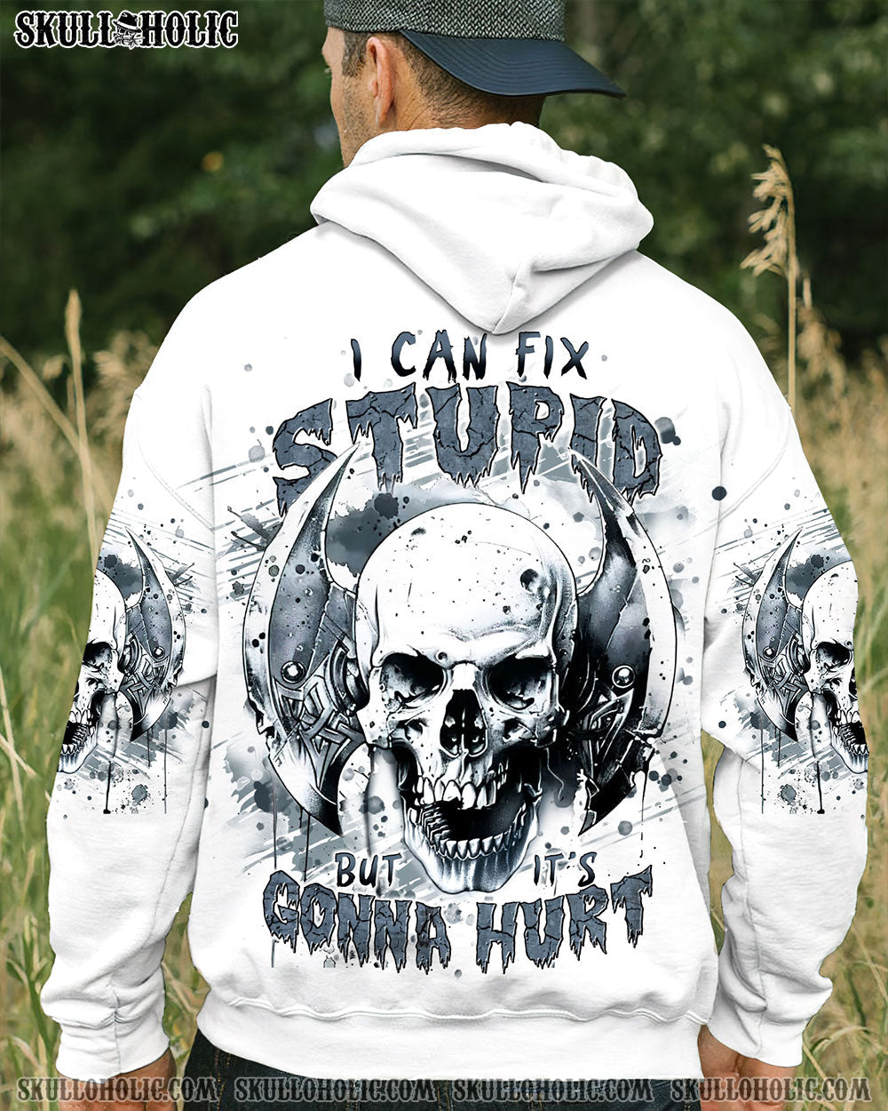 BLISSCORNERS I CAN FIX STUPID BUT IT'S GONNA HURT SKULL ALL OVER PRINT